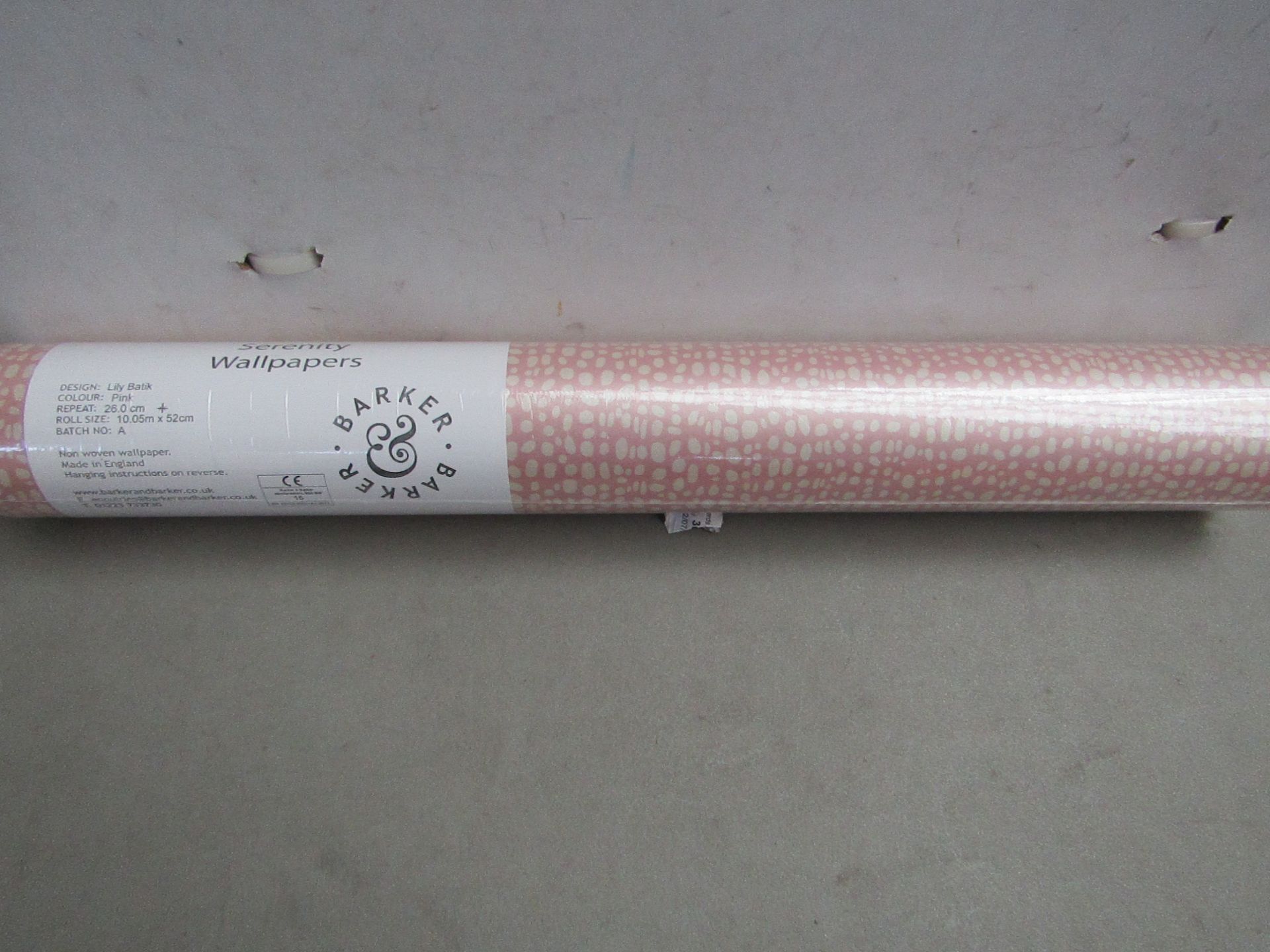 4 X Rolls Of Barker & Barker Serenity Wallpaper,Lily Batik, Pink Repeat Pattern 26.00 CM roll size