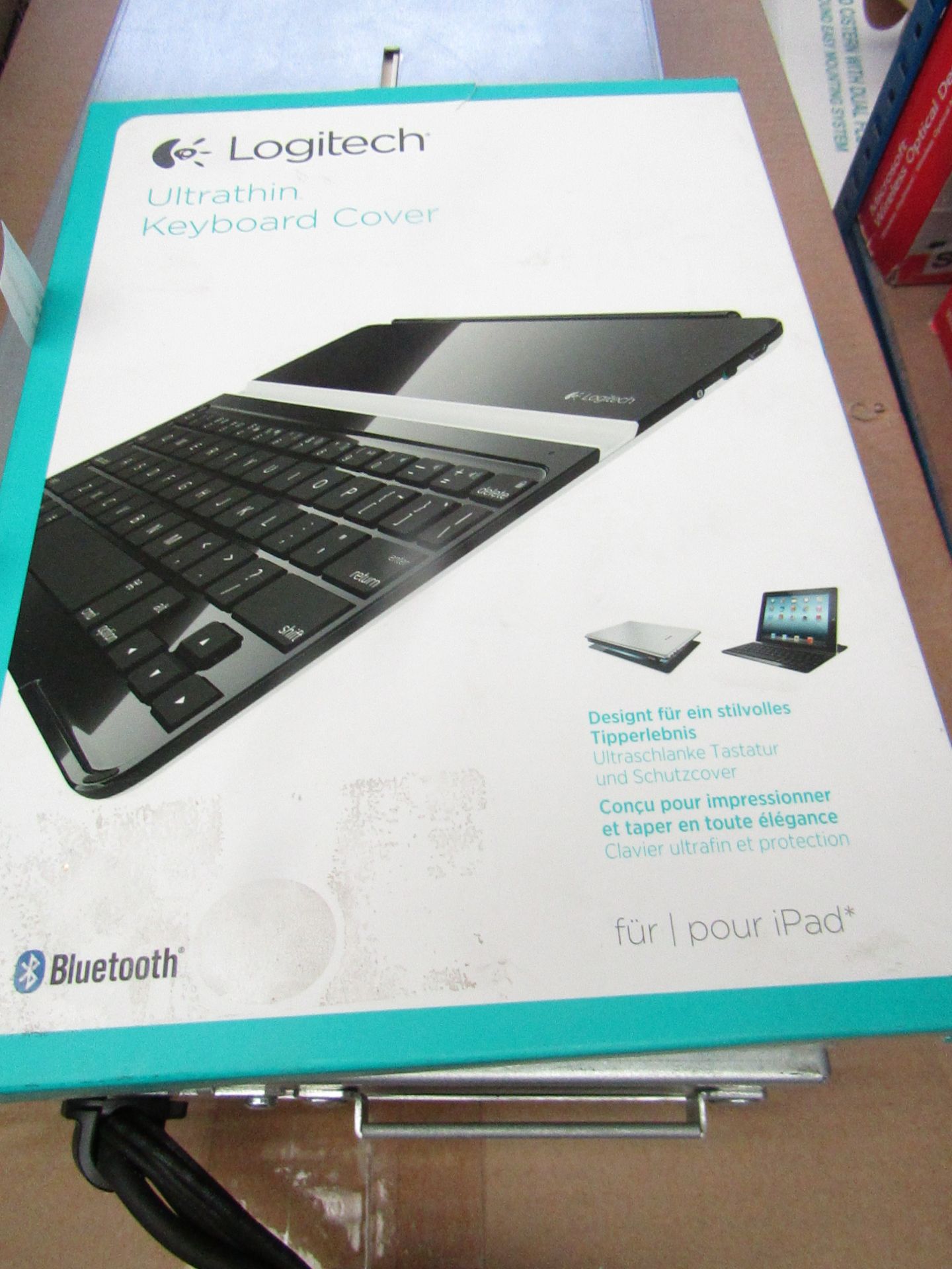 Logitech thin keyboard cover, untested and boxed.