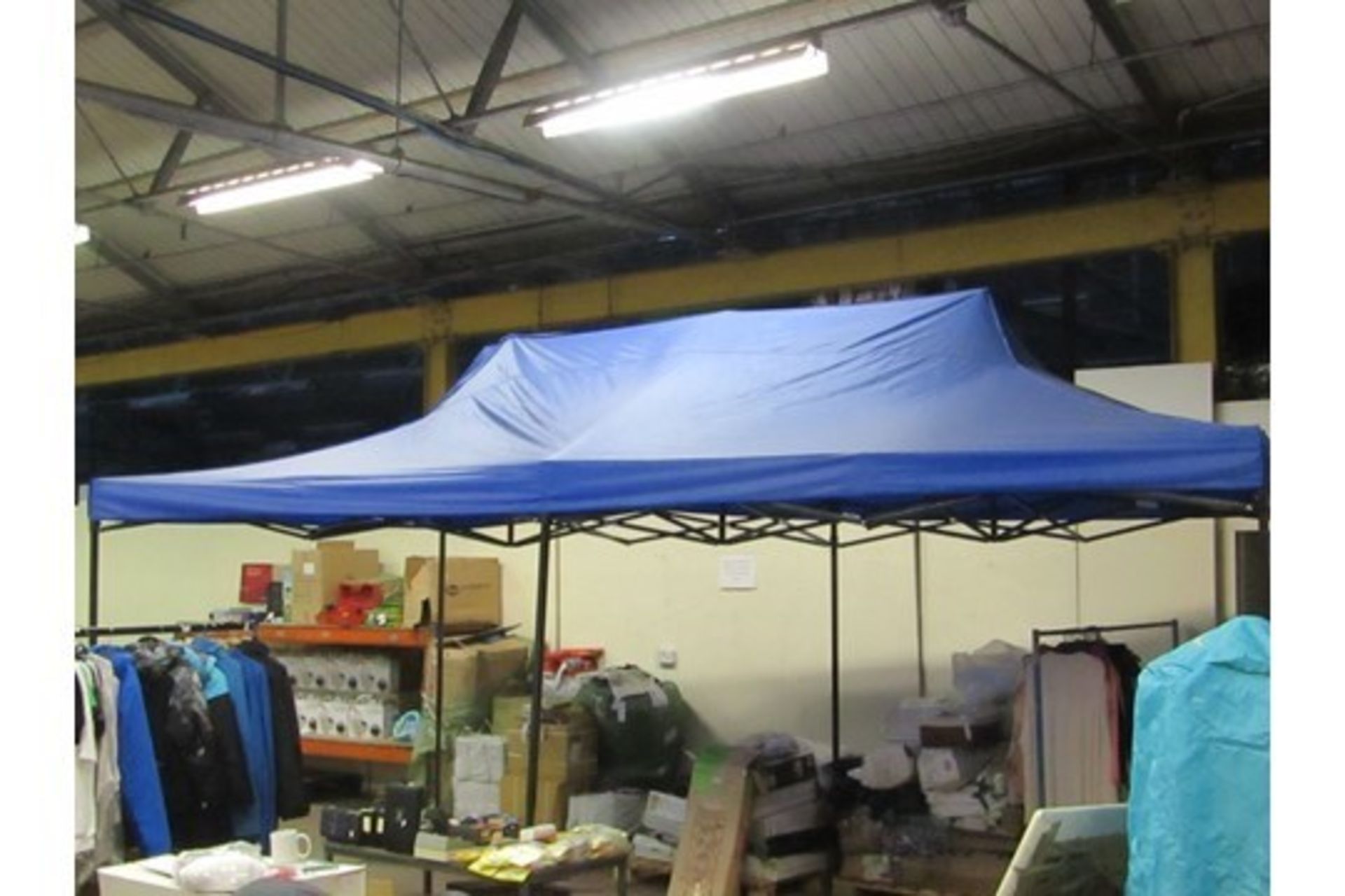 Pop Up 6mtr x 3mtr commercial quality gazebo with Blue fabric cover in carry bag, new, RRP Circa £