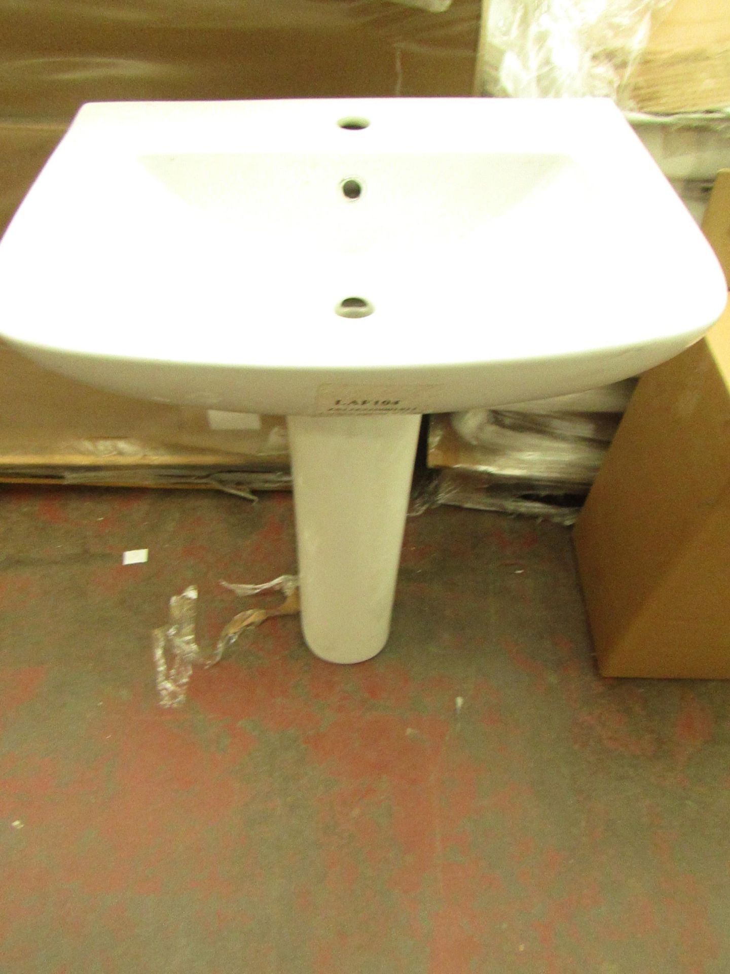 Laufen life 600mm 1TH basin with a full pedestal, new.