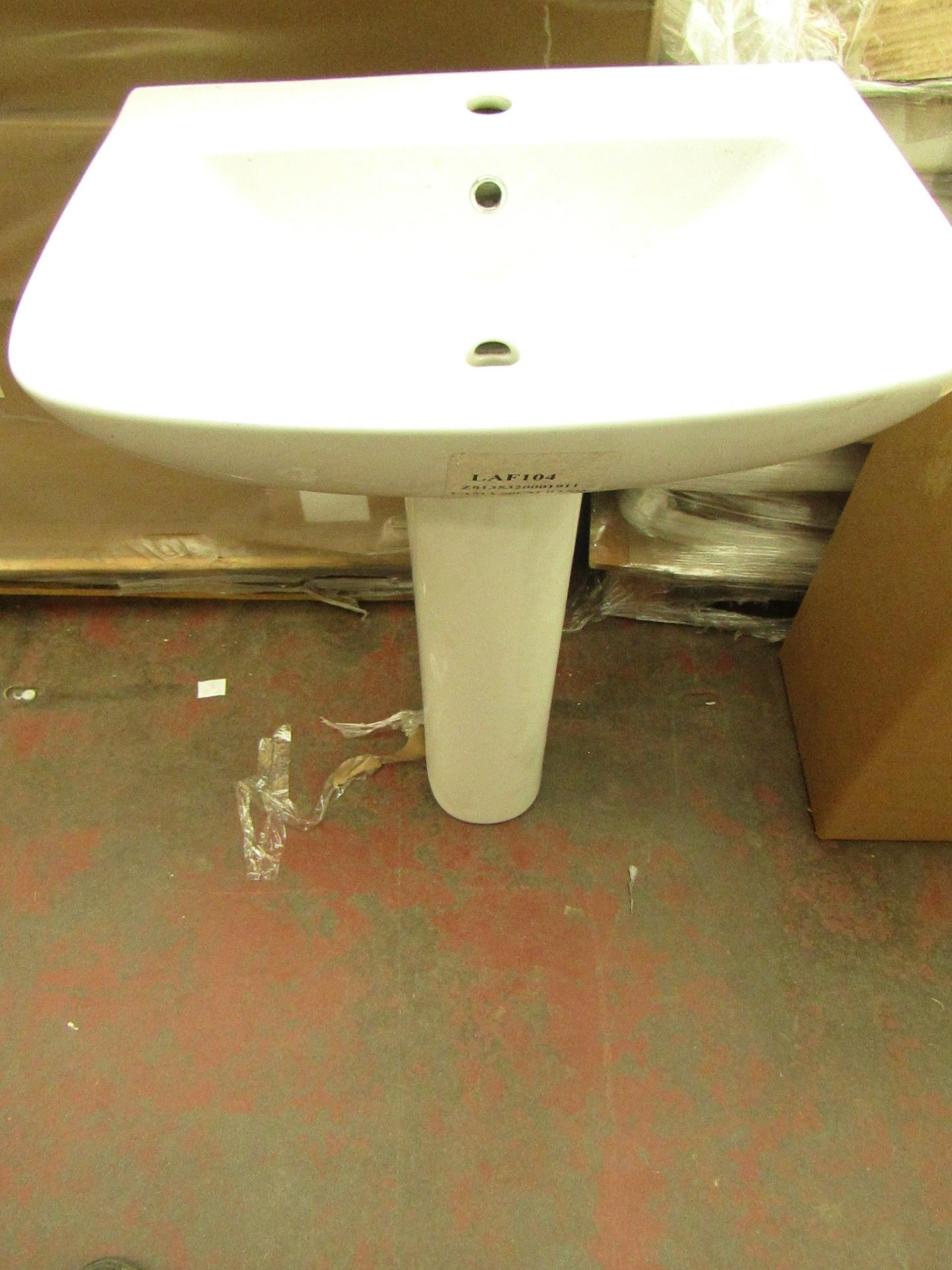 Laufen life 600mm 1TH basin with a full pedestal, new.