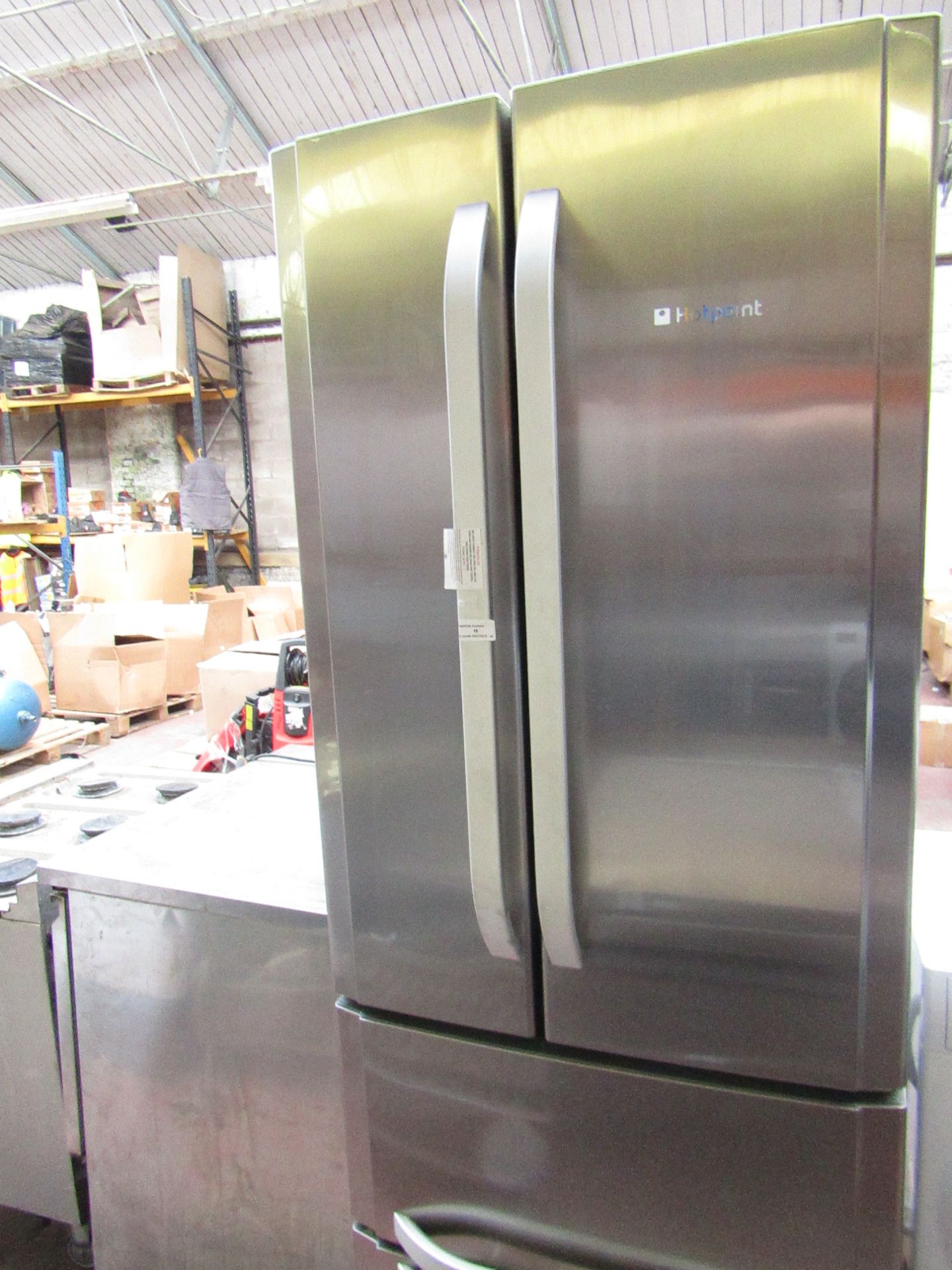 HOTPOINT FFU4D.1 X 2 door 2 drawer Fridge Freezer - Stainless Steel RRP£549.00 Freezer is working