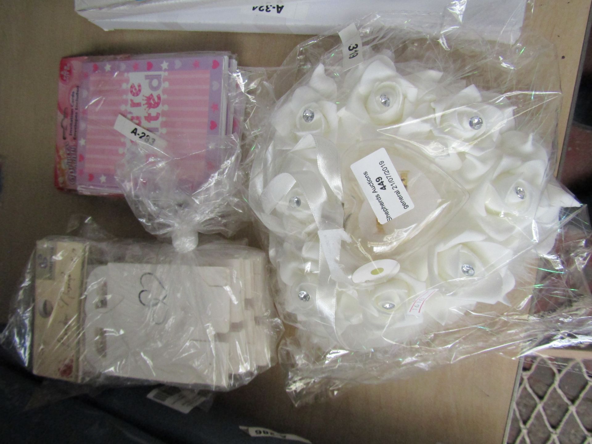 3 lots of wedding items,invitations,ring holder and gift boxes,new in packaging