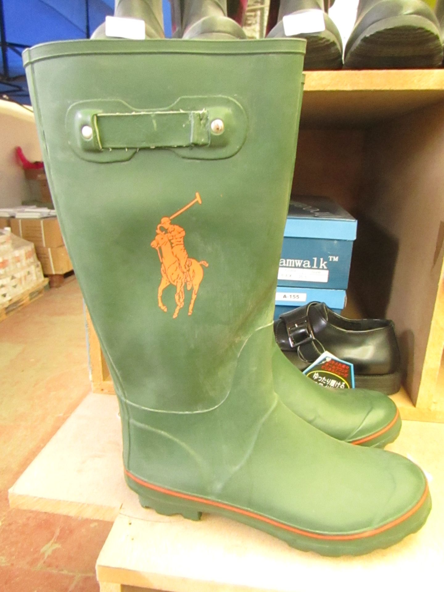9 UK Size Men's - Polo - Ralph Lauren - Matteo Green Wellies (vendor informs us these are seconds