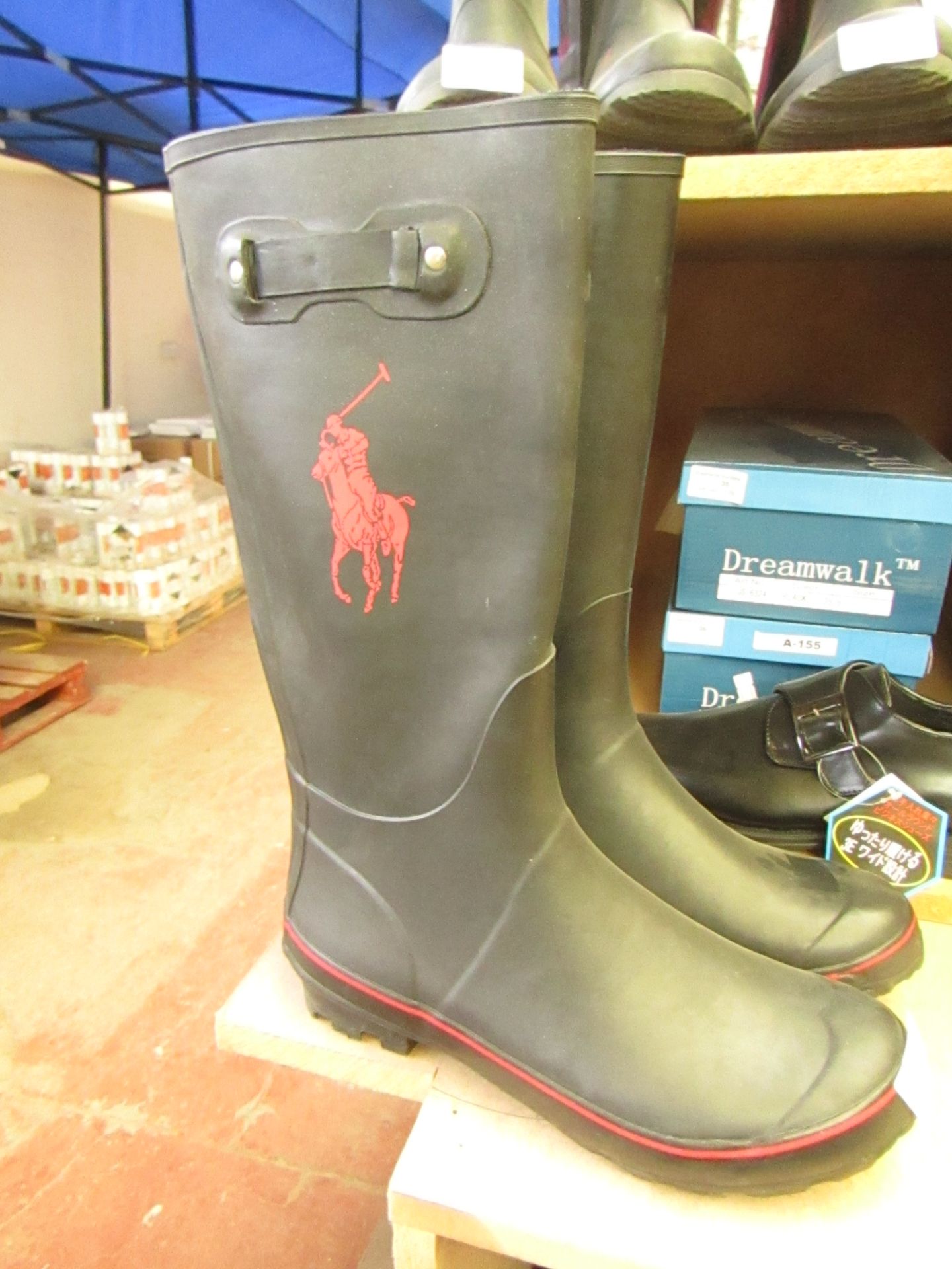 11 UK Size Men's - Polo - Ralph Lauren - Black Wellies (vendor informs us these are seconds from