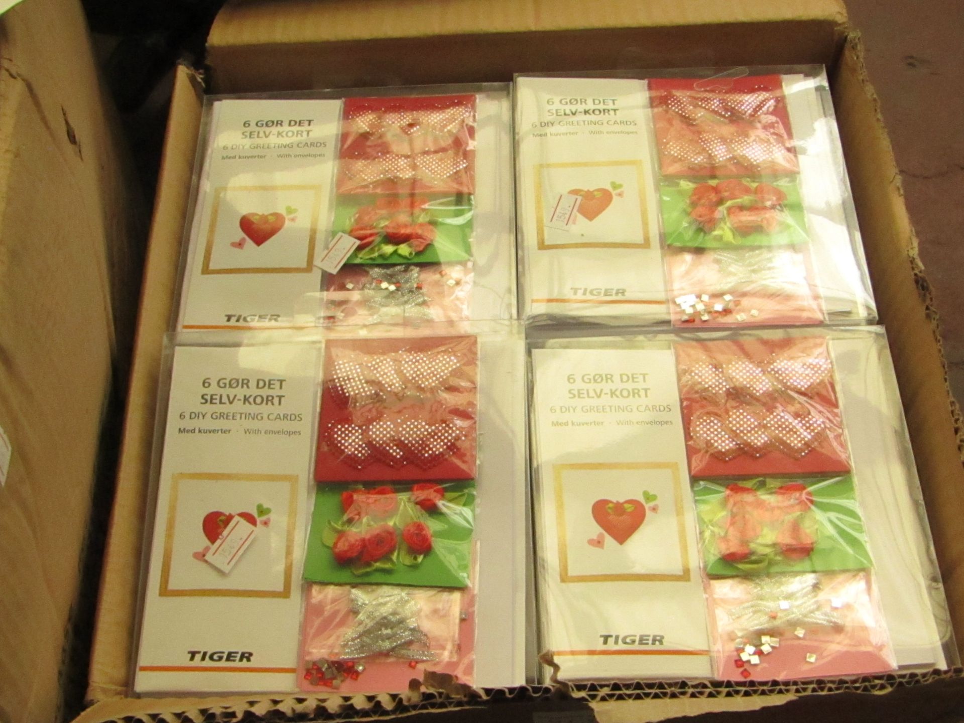 48 x 'Tiger' 6 DIY Greetings cards with envelopes.new in packaging