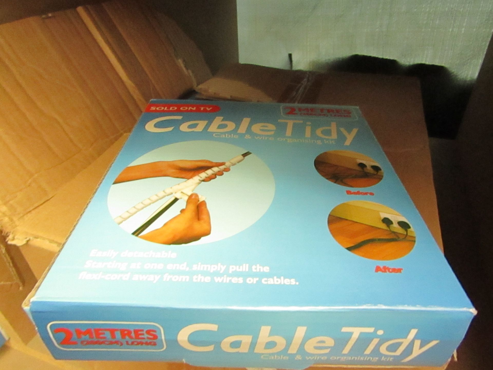 12 x Cable tidys,2 meters long each,new in boxes