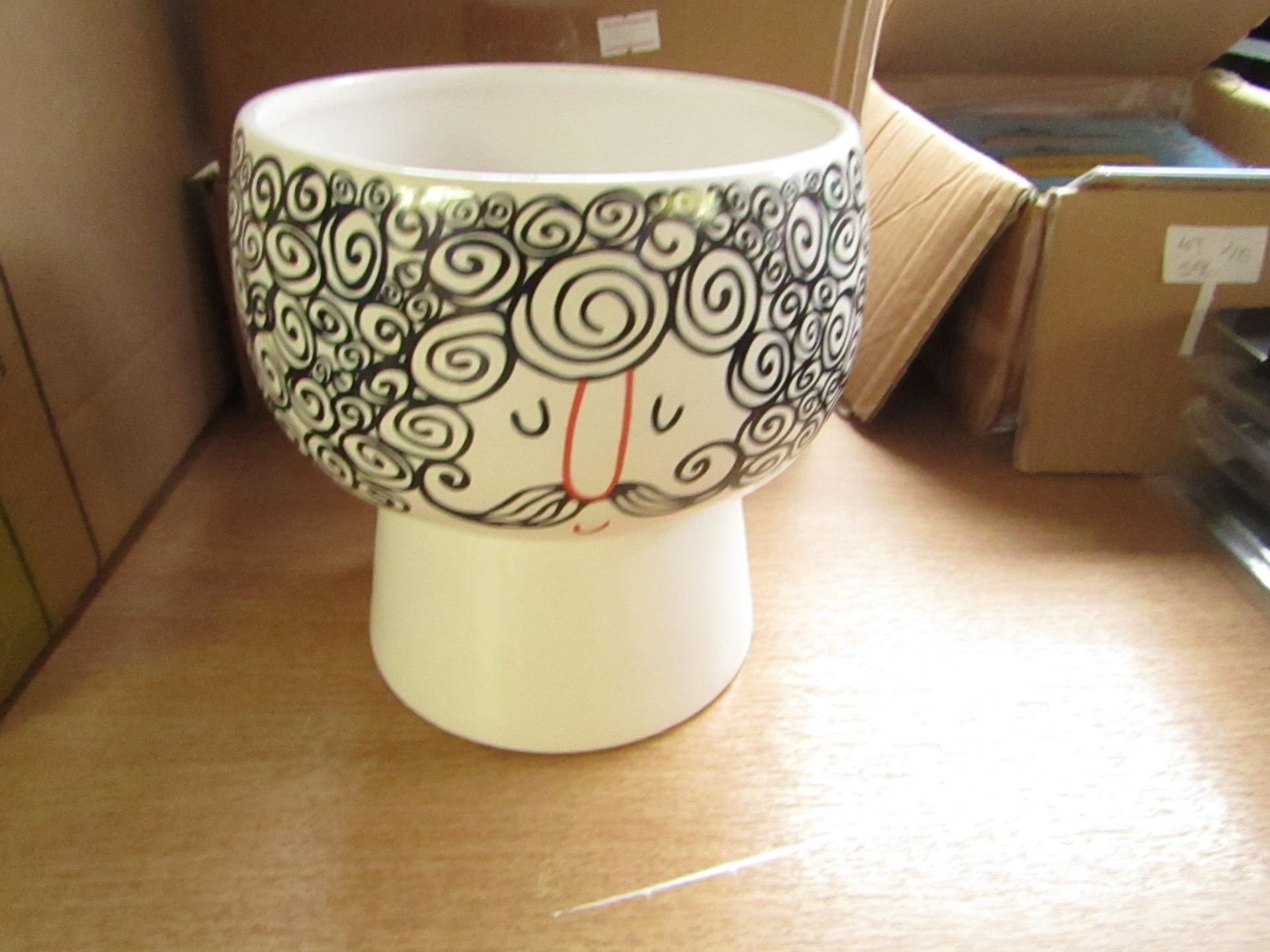 ceramic vase as face, boxed