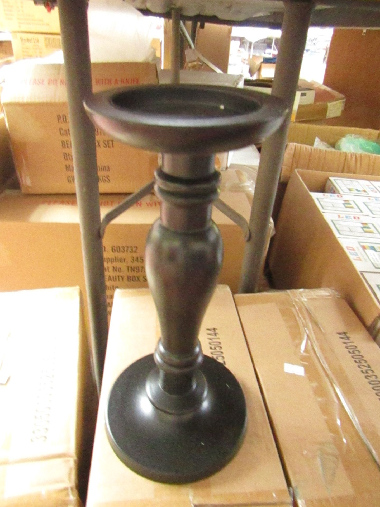 box of 2 x black candlesticks