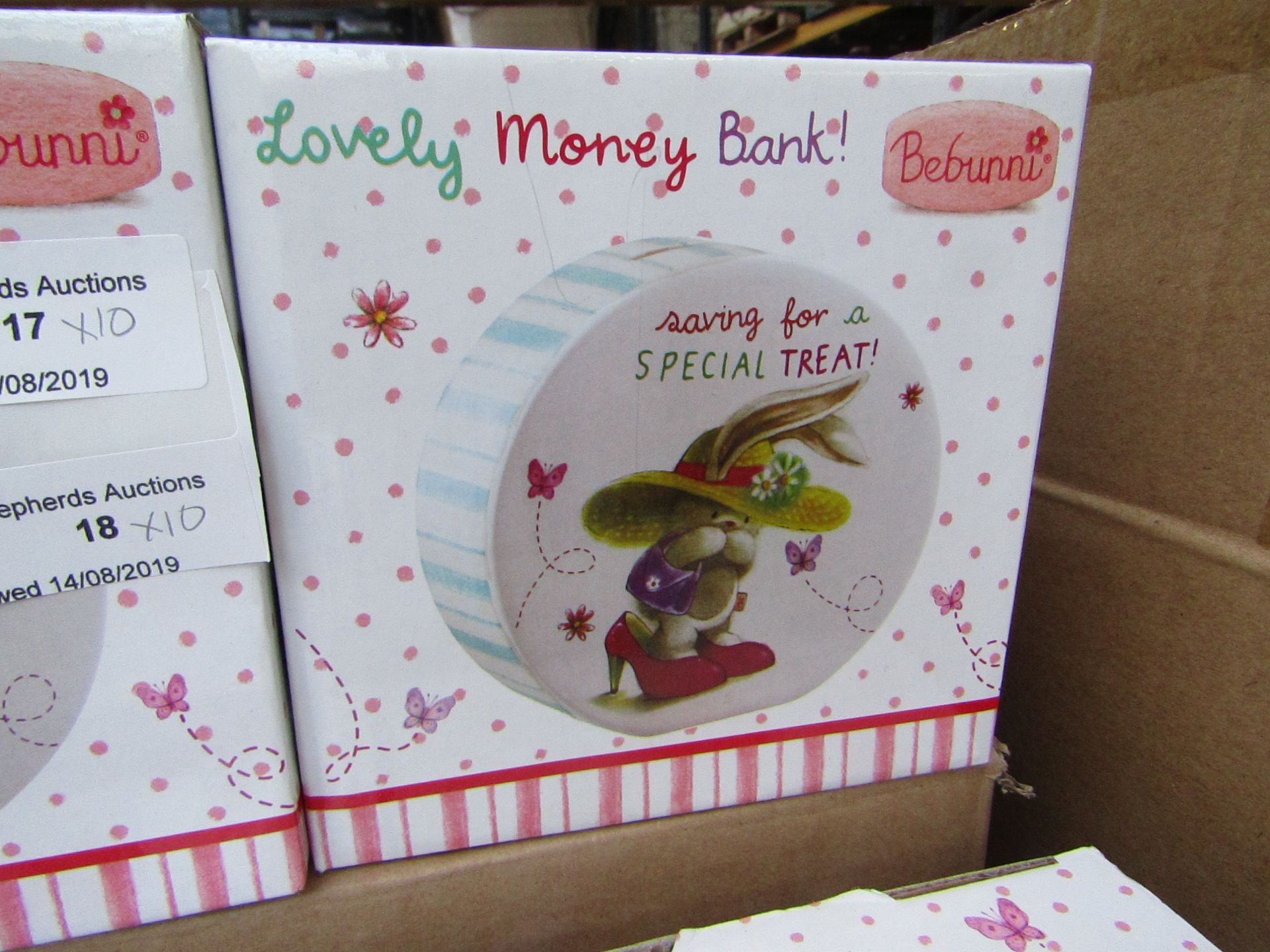 10x Bebunni money bank, all new and boxed.