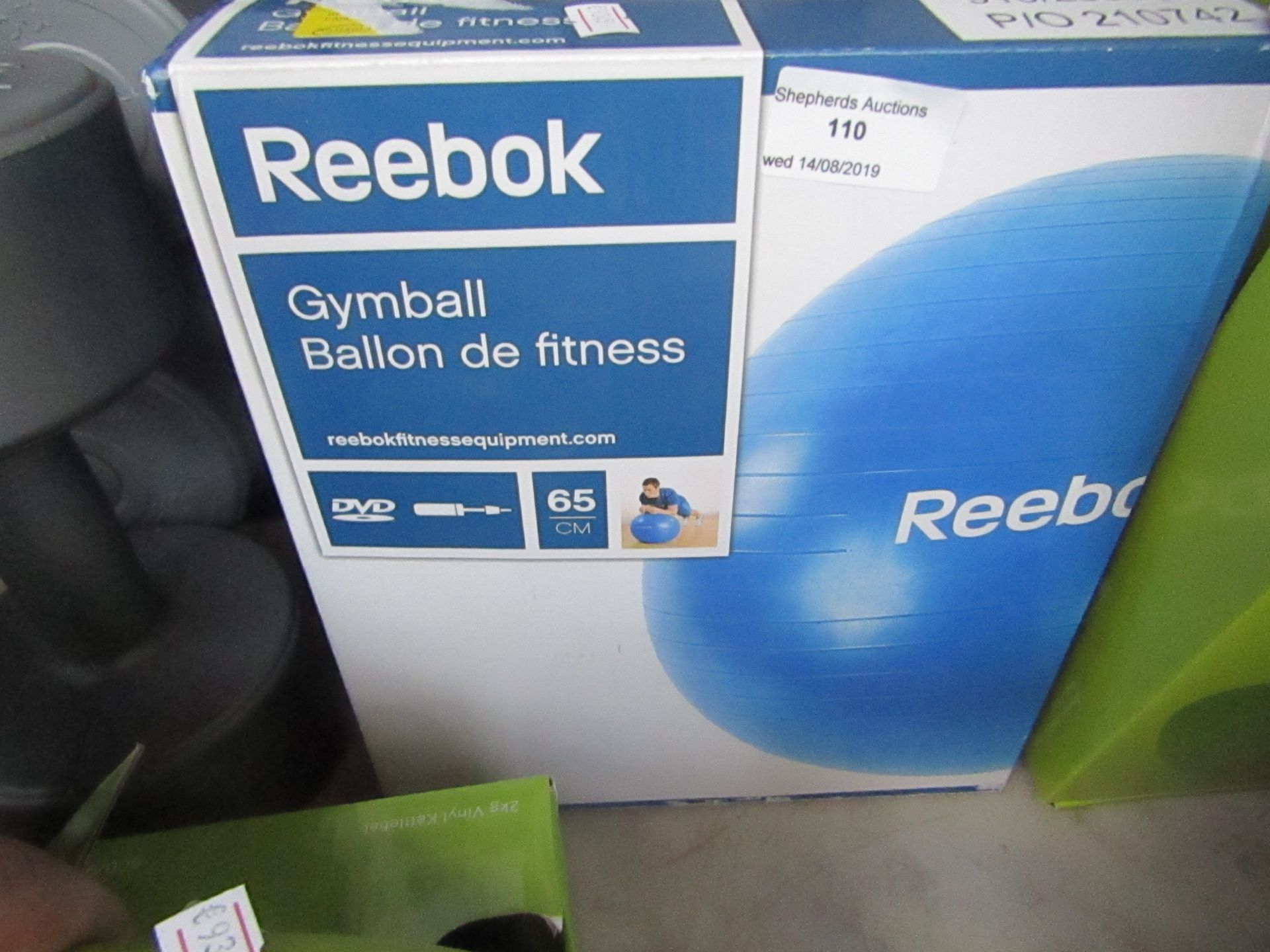 Reebok gymball fitness ball, unchecked and boxed.