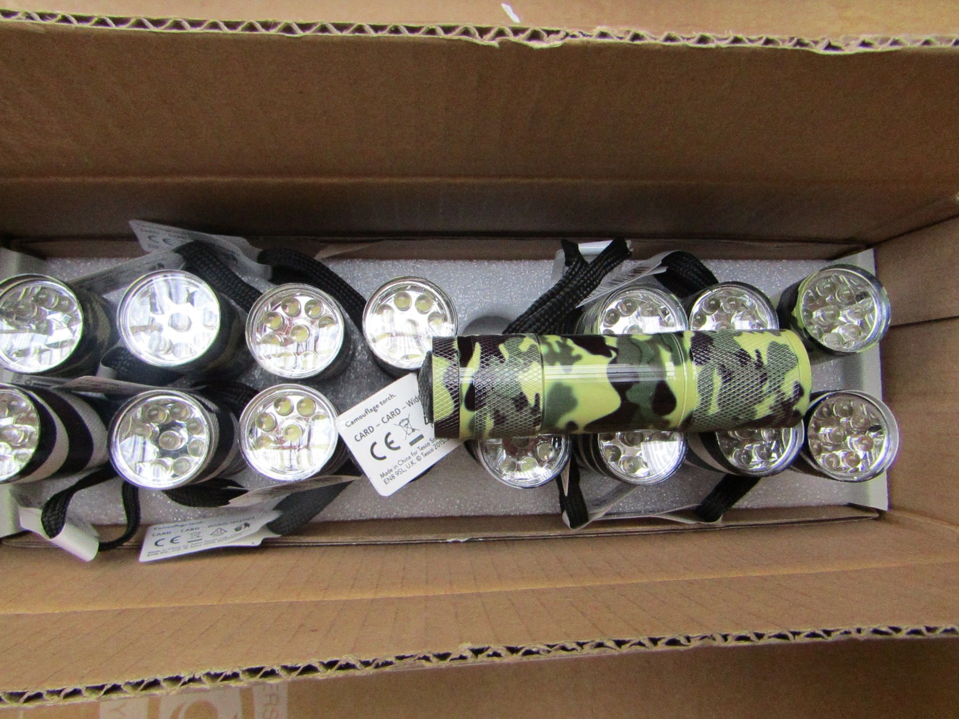 16x Tesco LED camoflauge torches, all new and boxed.