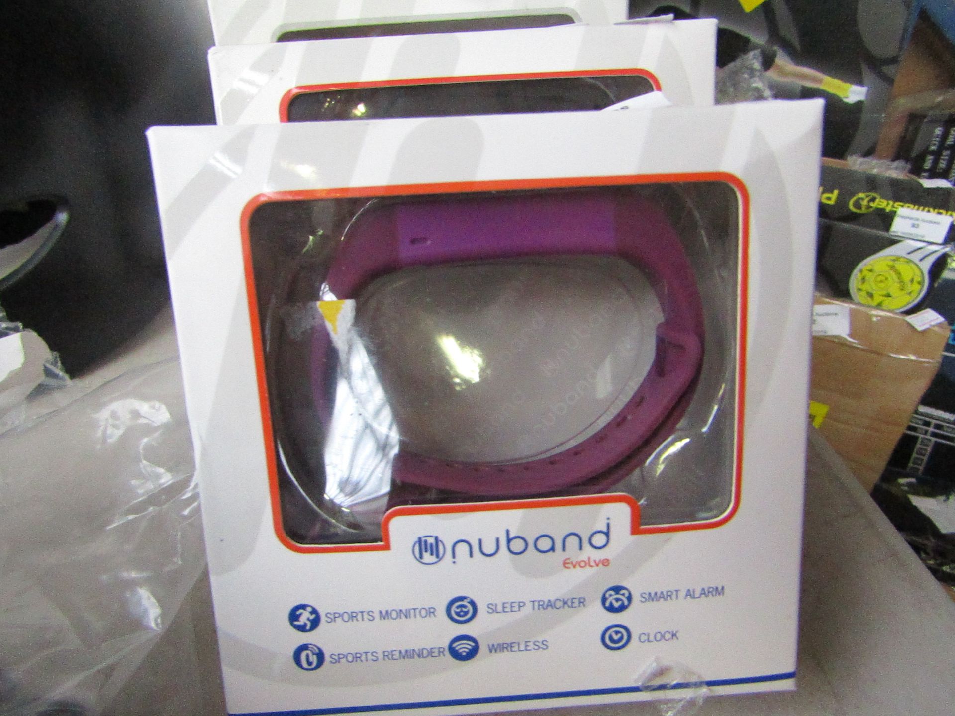Nuband Evolve sports fitness tracker, untested and boxed.