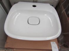 Laufen Made 400mm sink with ceramic plug hole cover, new and boxed