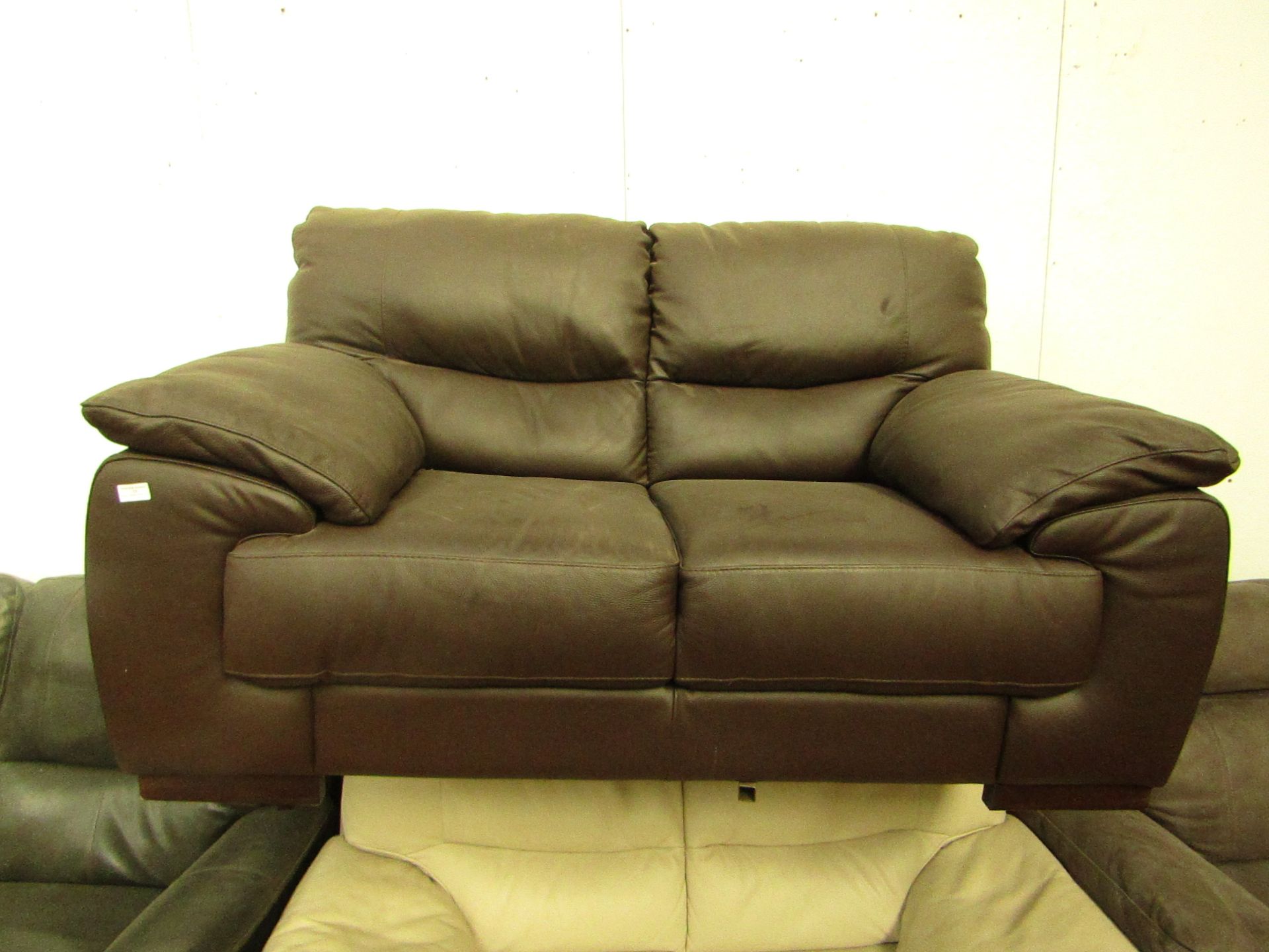 Costco Brown 2 seater leather sofa, no major damage