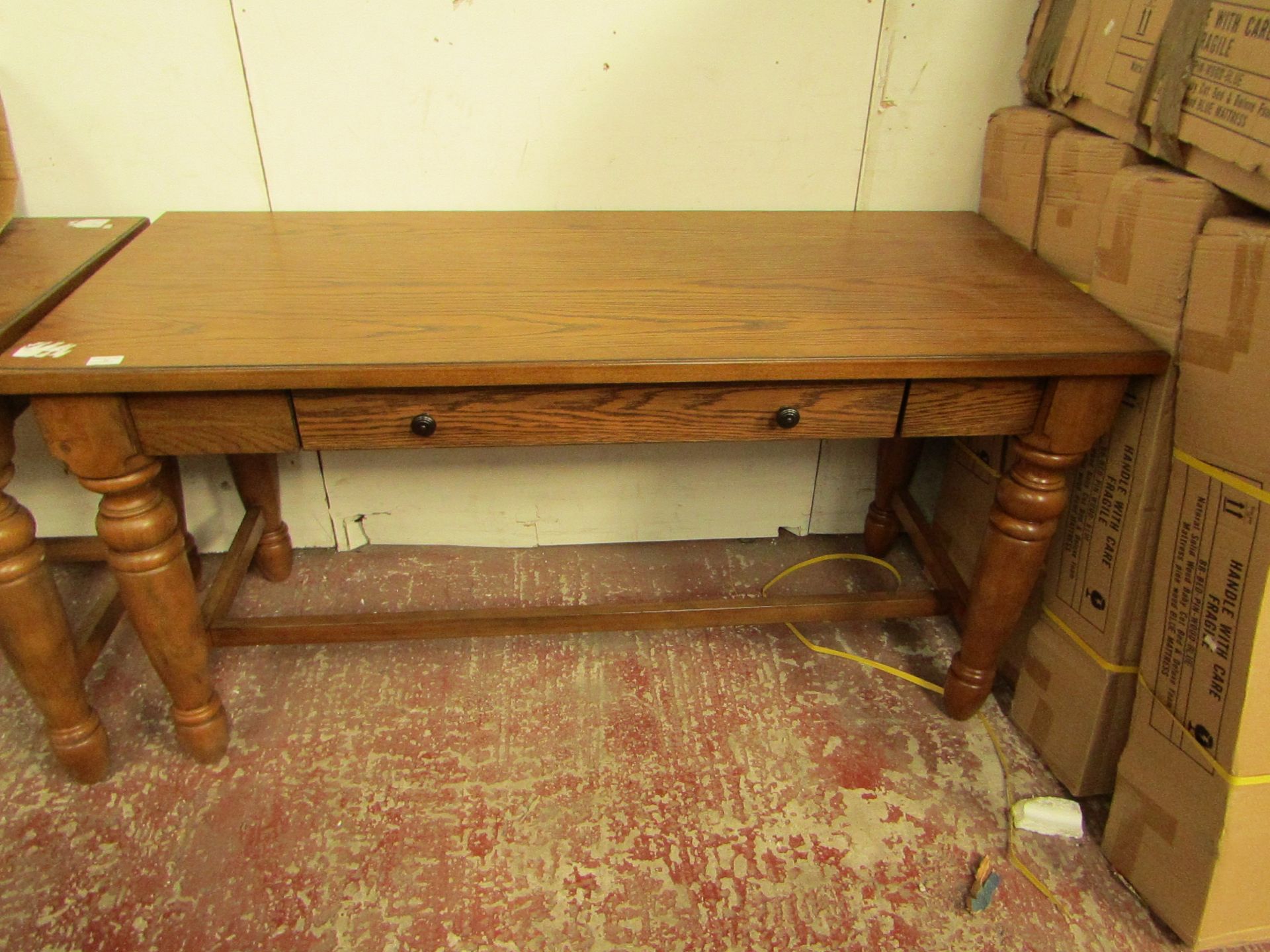 Costco Wooden Office desk with flip front drawer, few marks but overall in good condition.