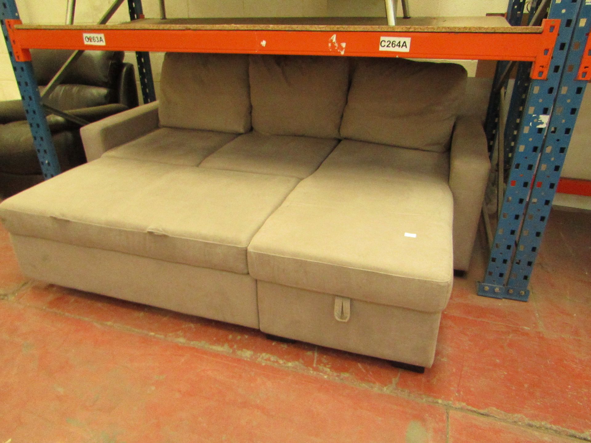 Polaski L shaped Pull out Sofa Bed with Ottoman Storage under the L, No Major damage just could do