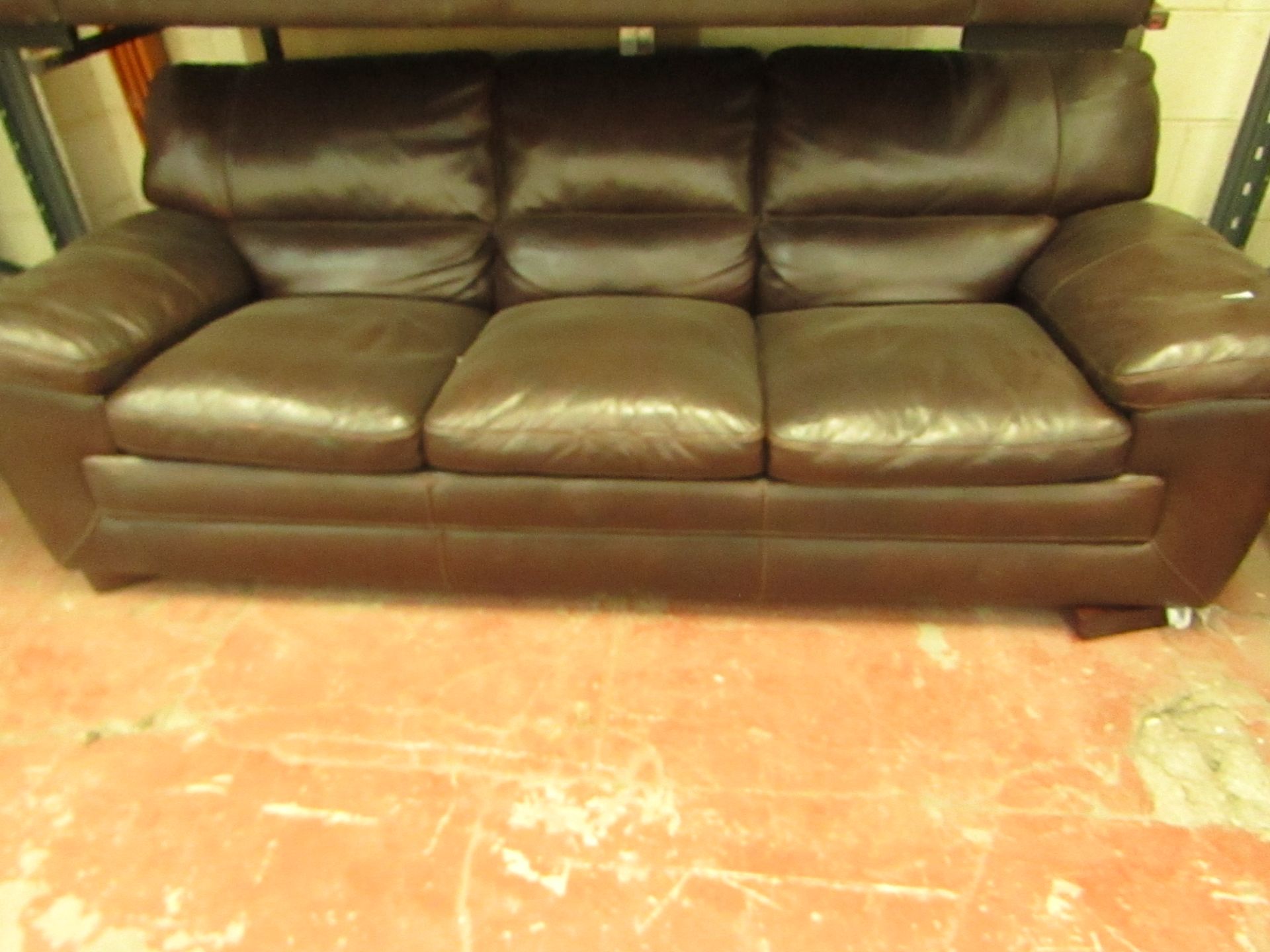 Costco 3 seater Brown leather sofa, no major damage