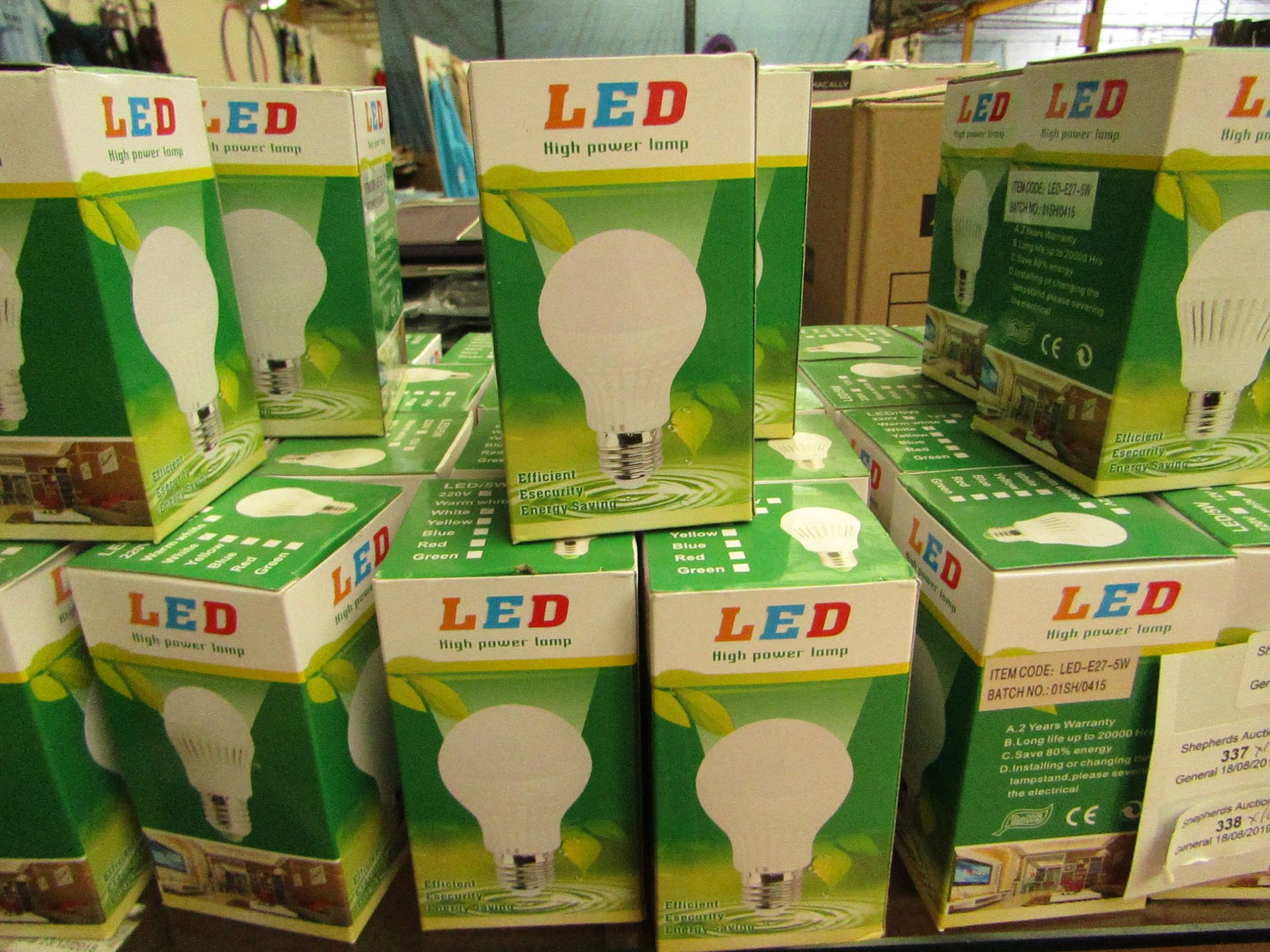 10 x 220v White LED E27-5w lightbulbs, new in box