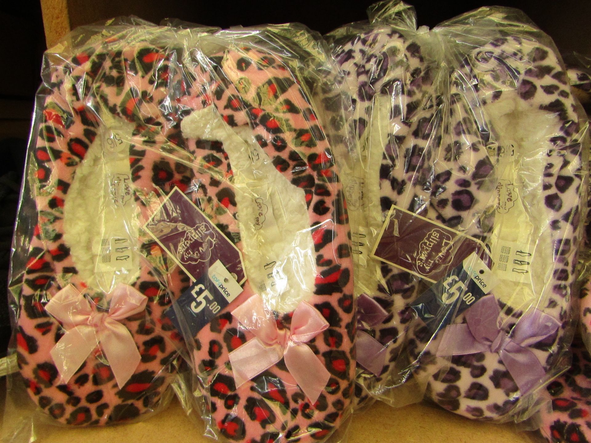 2 x pairs of Love My Slippers (1 x Purple & 1 x Pink) size 5/6 new & packaged