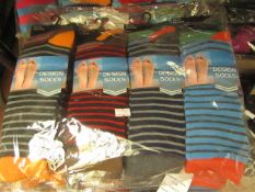 4 x packs of 3 pairs per pack of Men's Design Socks size 6 - 11 new & packaged