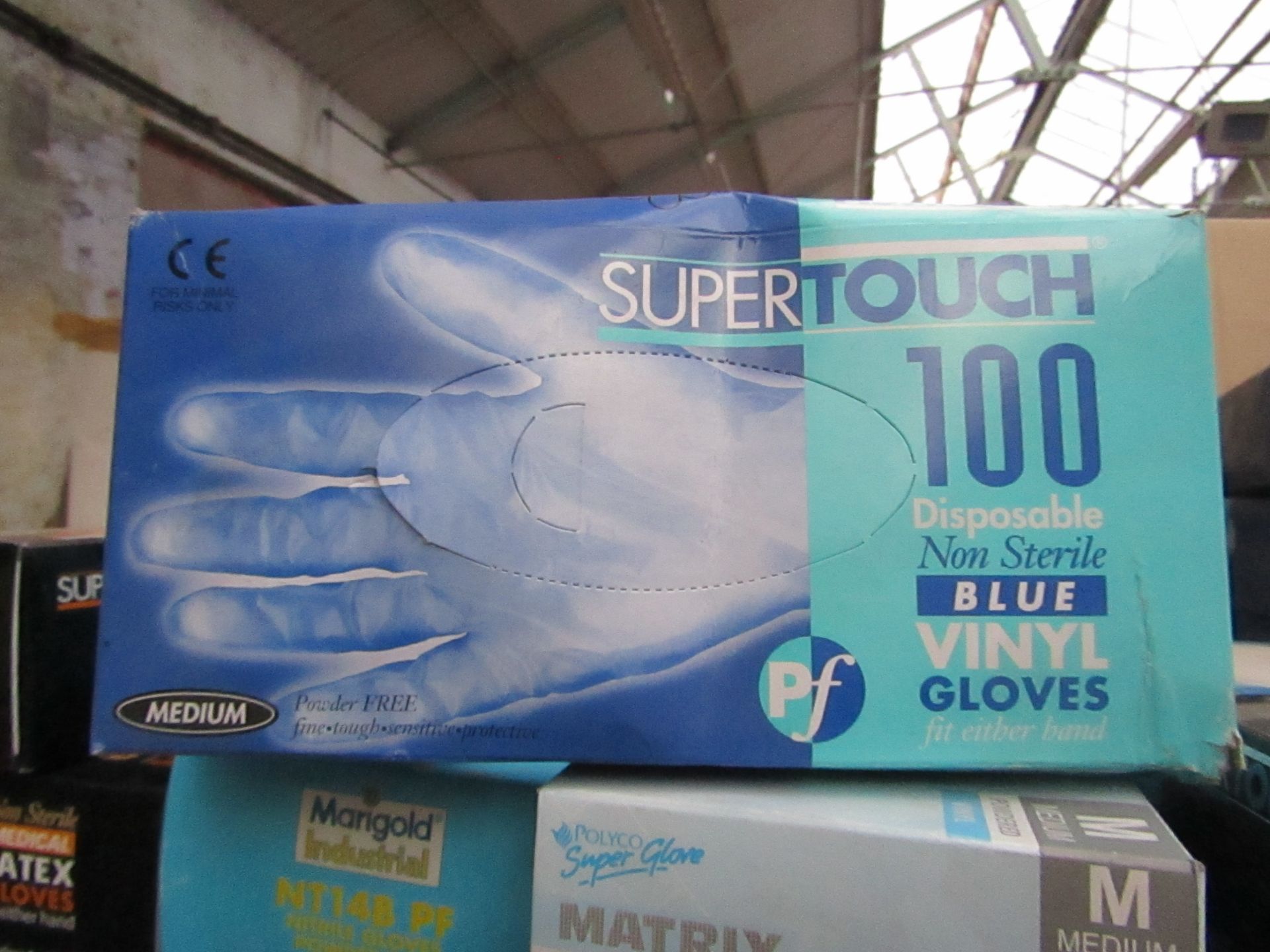 3 x Super Touch 100 Disposable Non Sterile Blue Vinyl Gloves Size M