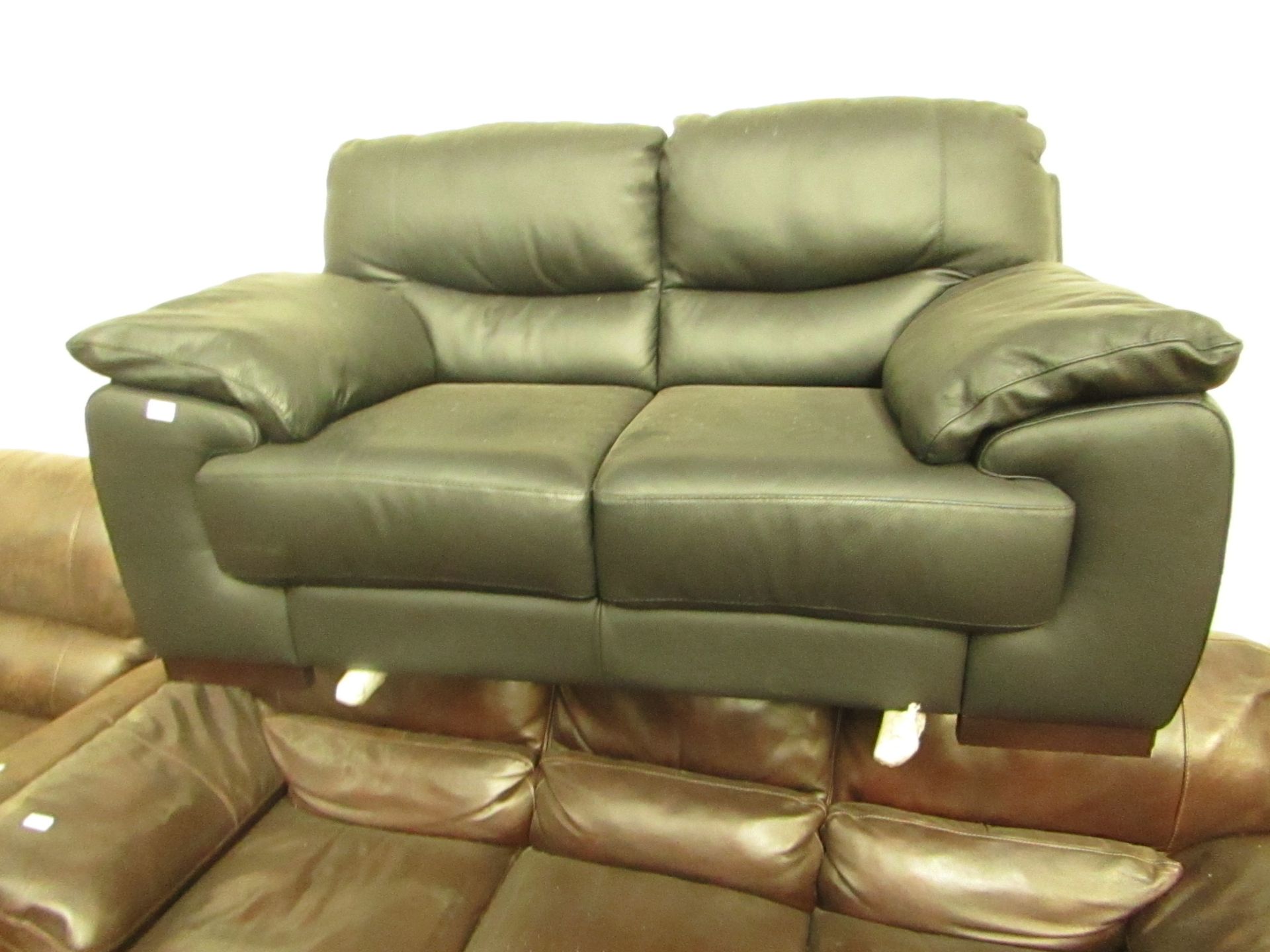 Costco Black Leather 2 seater sofa, no major damage.