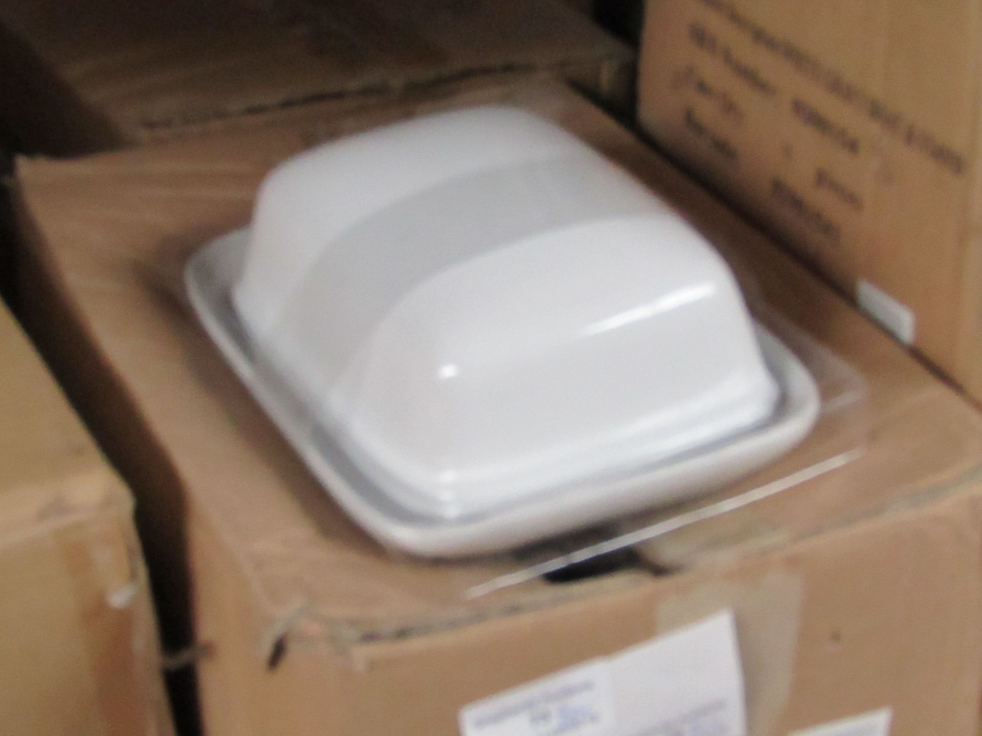 2 x White Ceramic Butter Dishes boxed