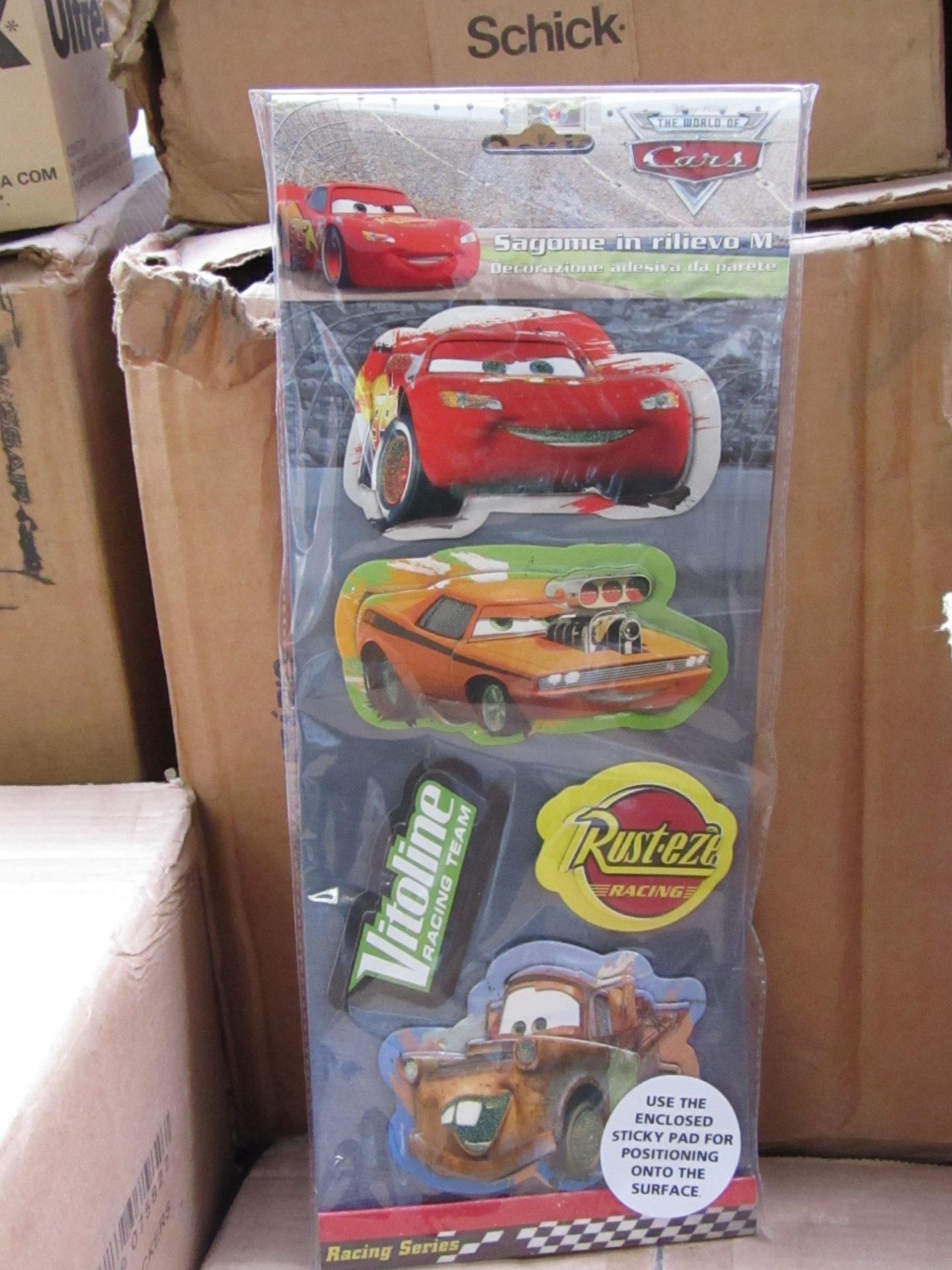 box of 48 packs of Disney Cars 3D Stickers Sets new & packaged
