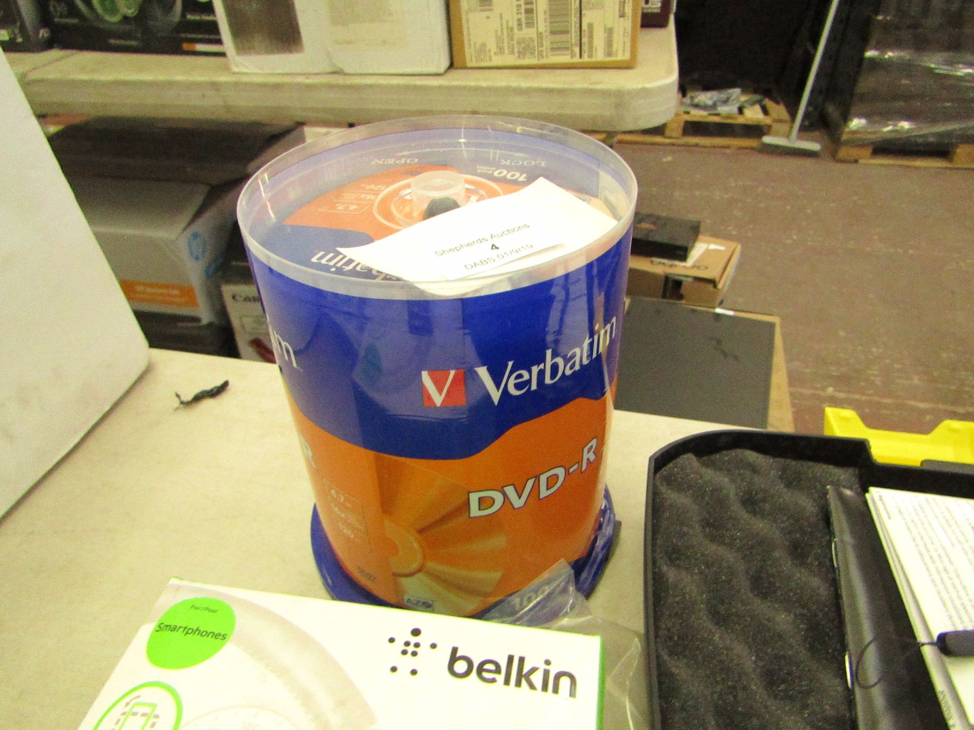 Verbatim DVD-R 100 pack, untested and packaged.