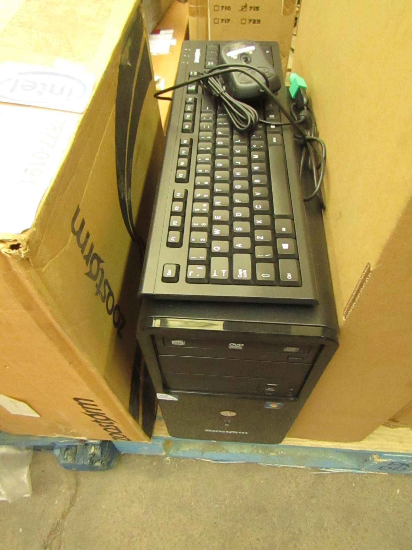 ZooStorm Intel Core 13-3240 4GB 500GB, includes mouse and keyboard. Untested and boxed.