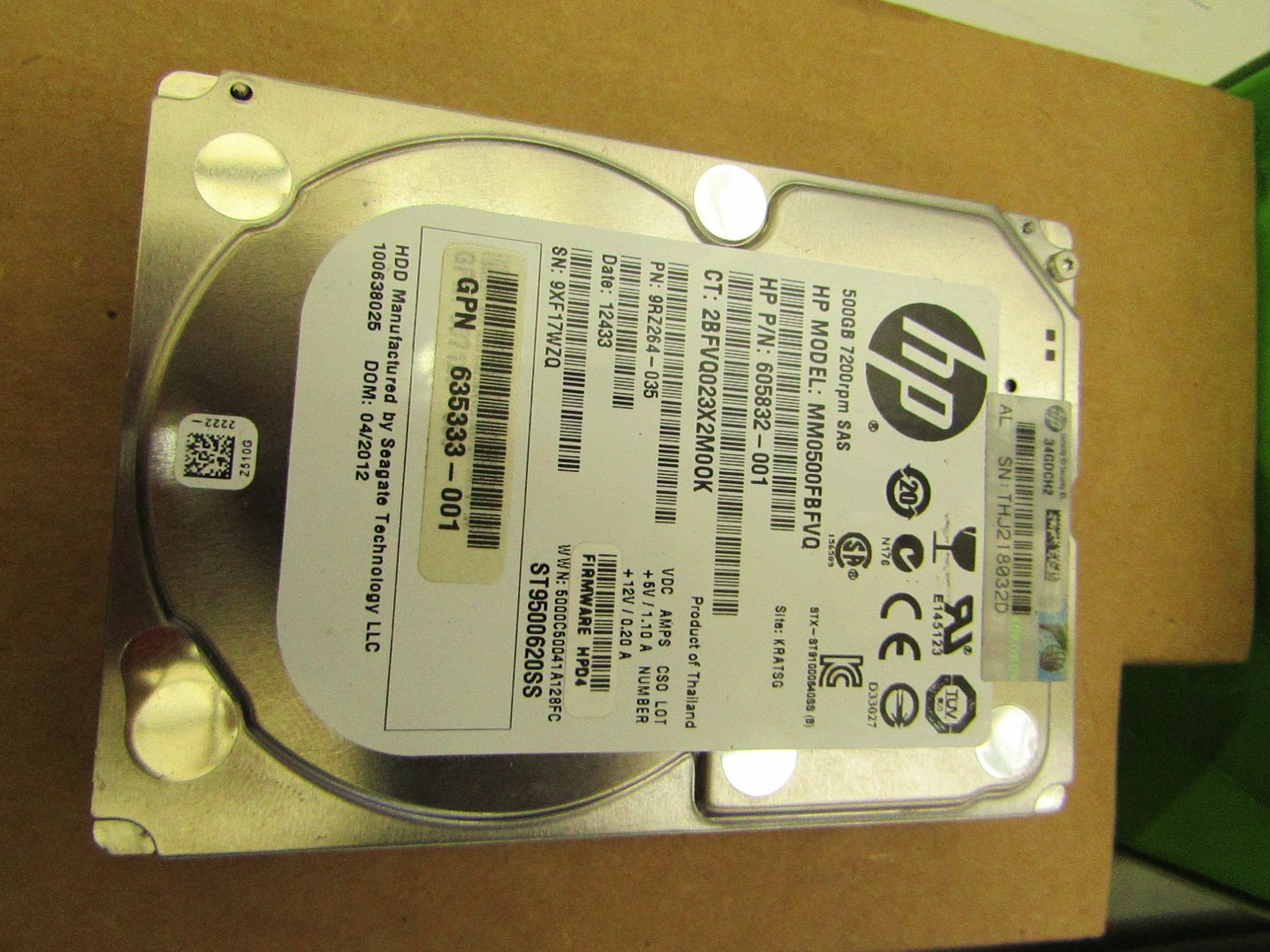 HP 500GB hard drive, untested.