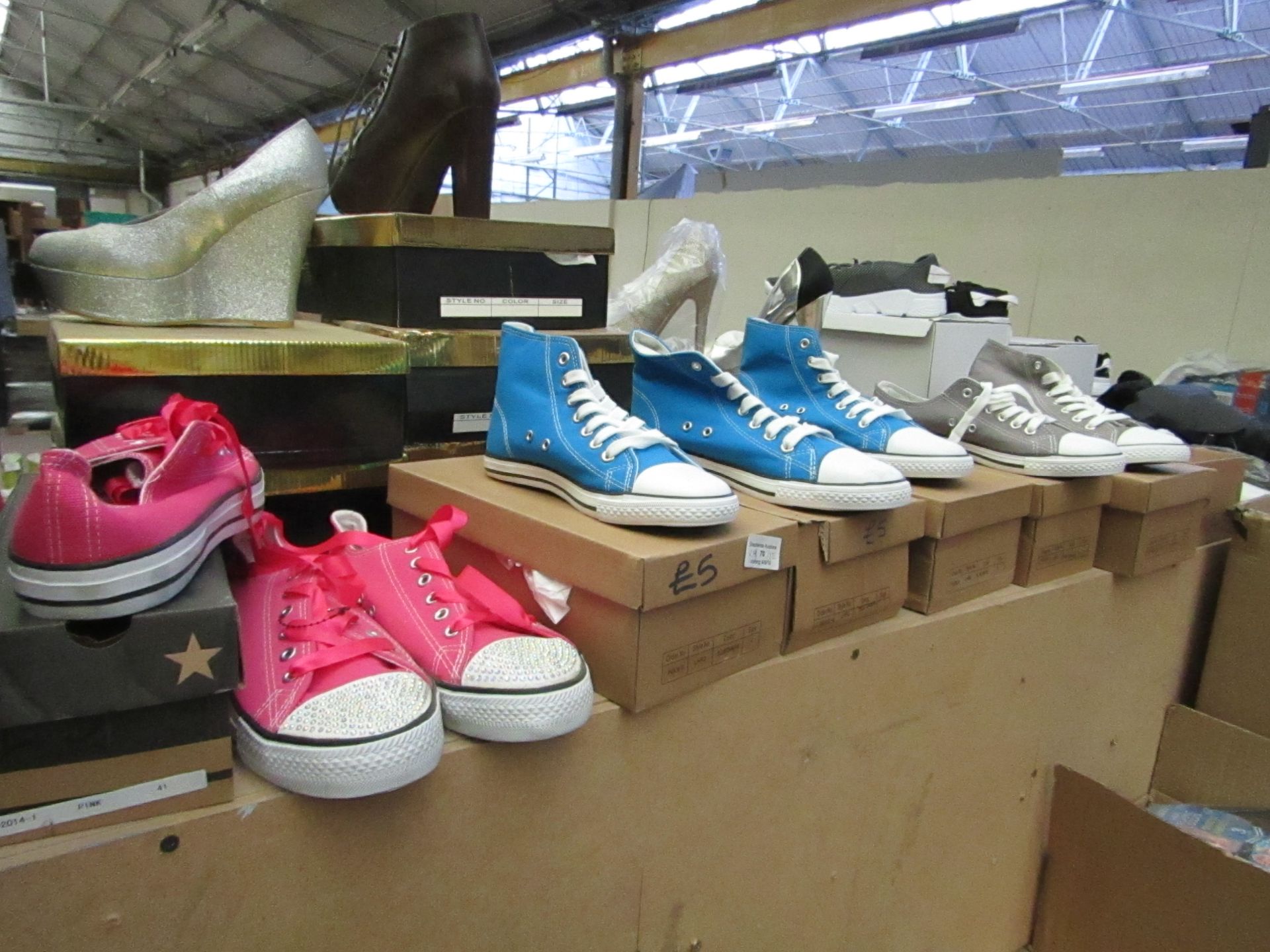 9 x Pairs of Converse Style Pumps, Various colours and sizes