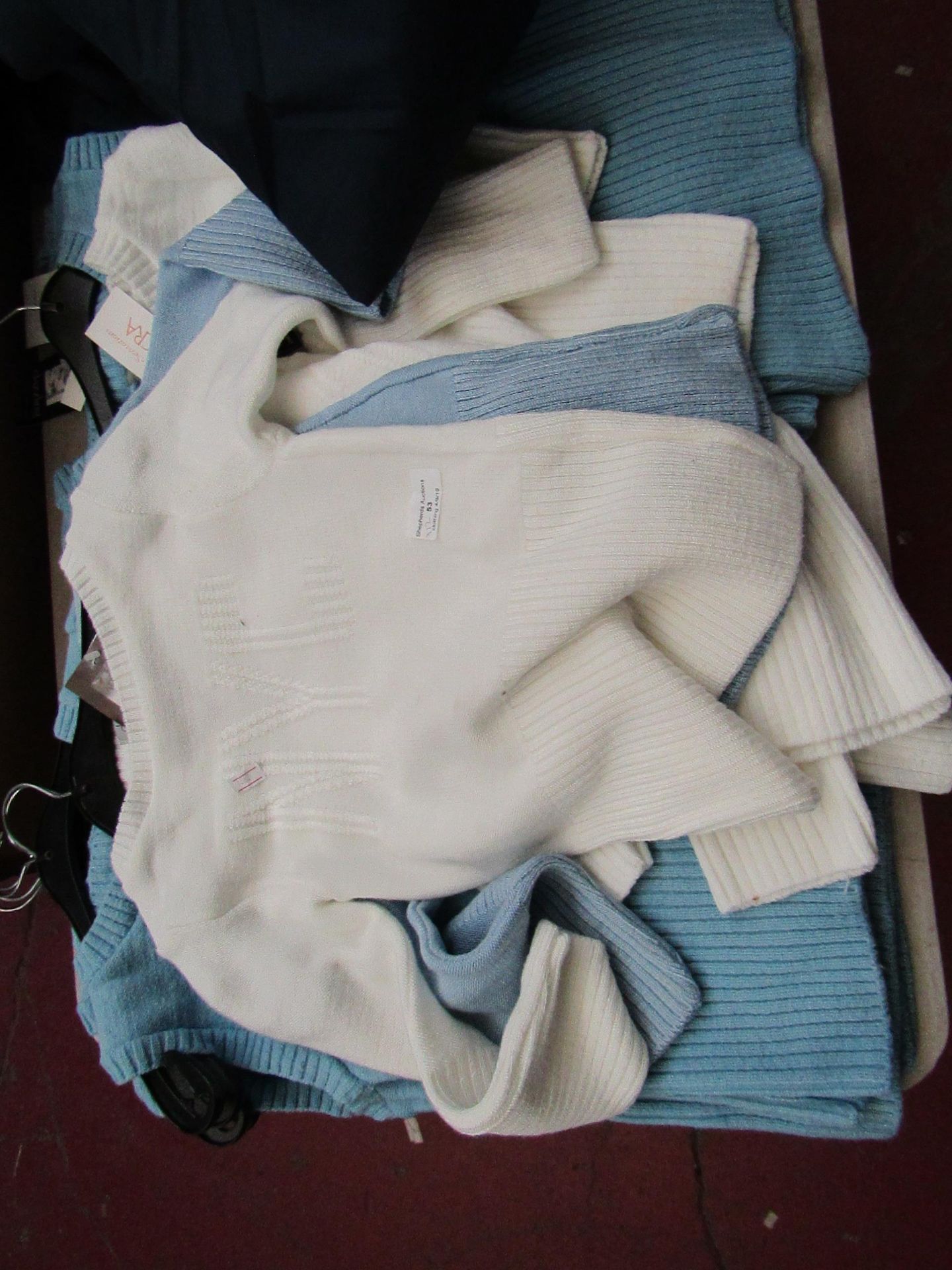 Approx 12x Childs Lycra Knitwear tops, unused, in Blue and white.