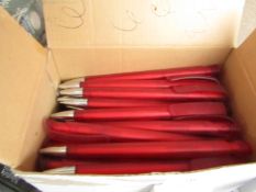 Box of Approx. 50 Red Pens With Black Ink.Tested working