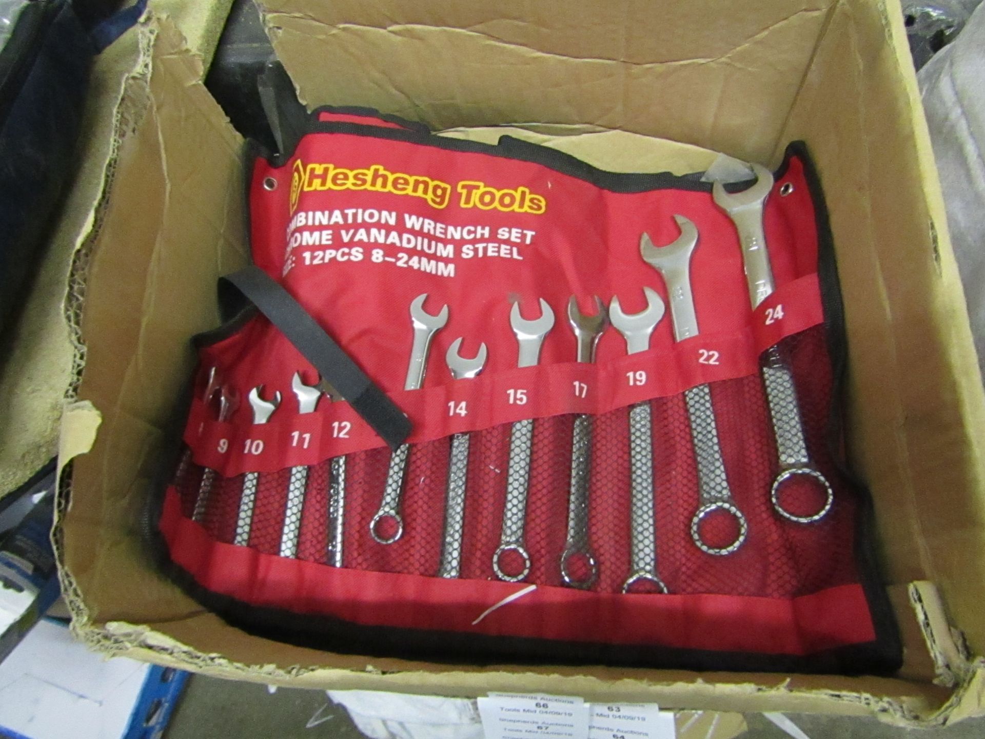 Heshang Tools 12 piece combination wrench set, new in carry roll.