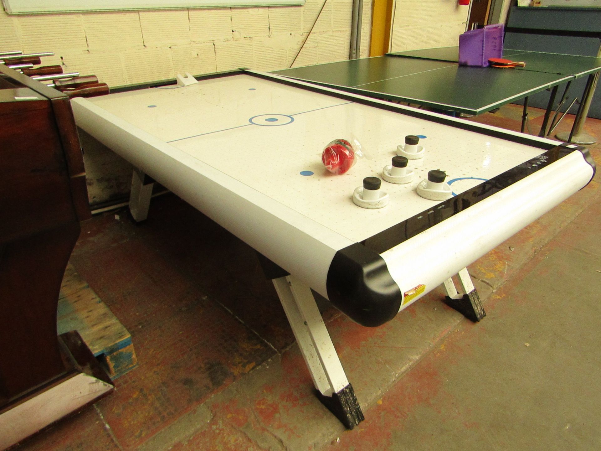 Commercial Large Air Hockey Table.Working when Removed from venue.226 x 122 x 77cm.Incl accesories