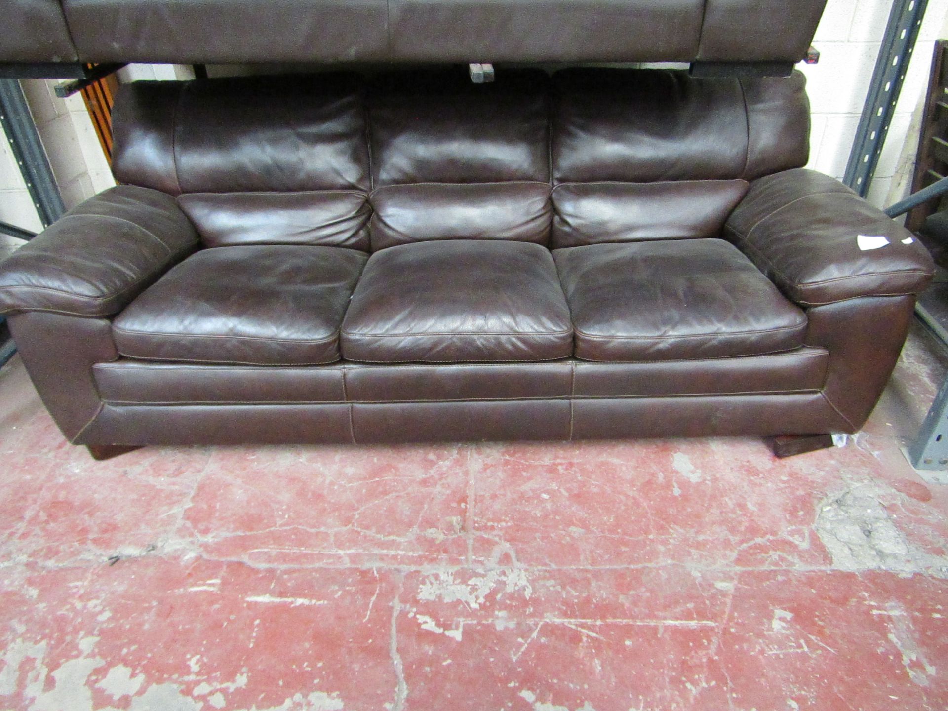 Costco 3 seater Brown leather sofa, no major damage