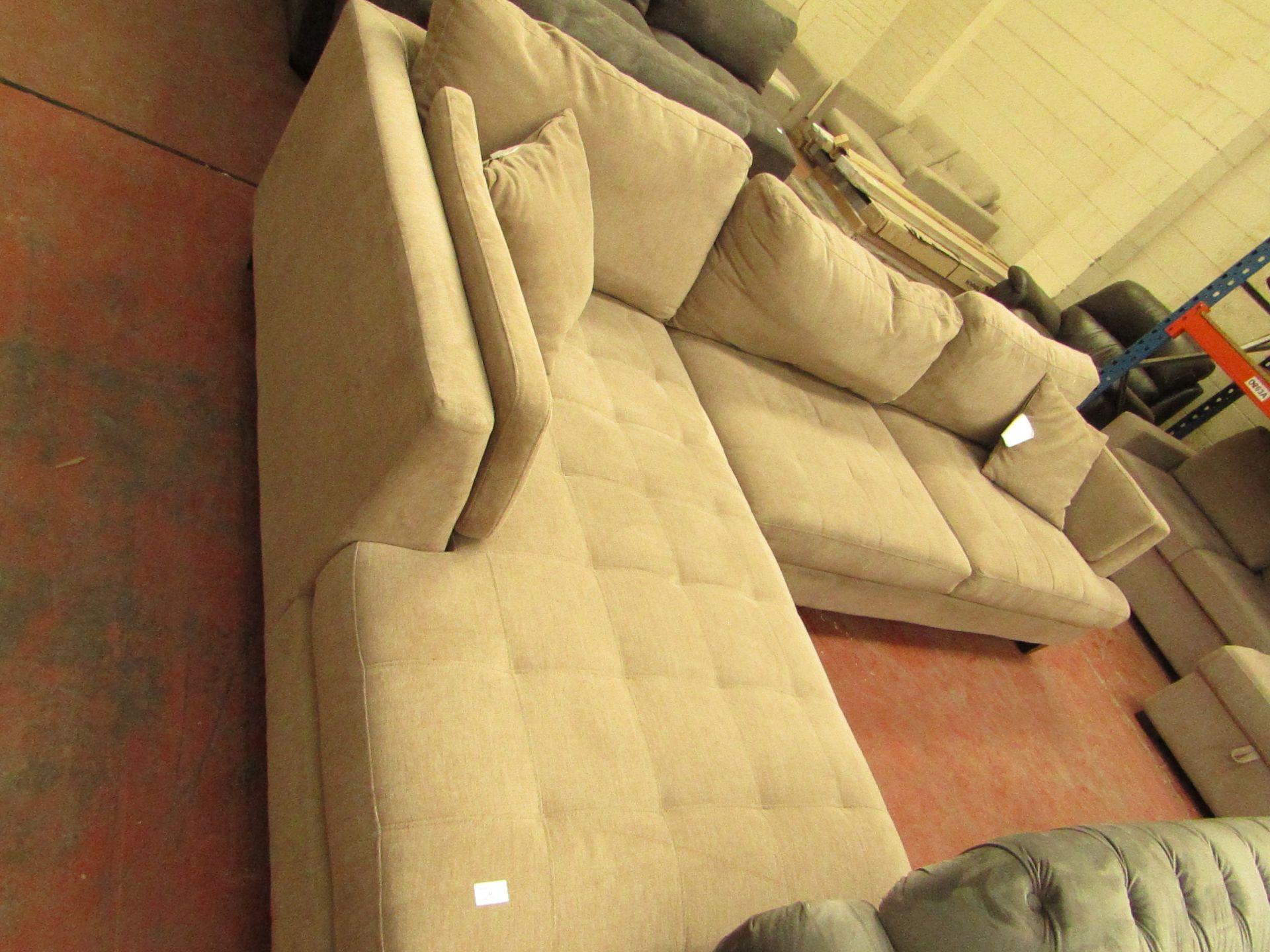 Beige L Shaped 2 section Sofa. No Major Damage