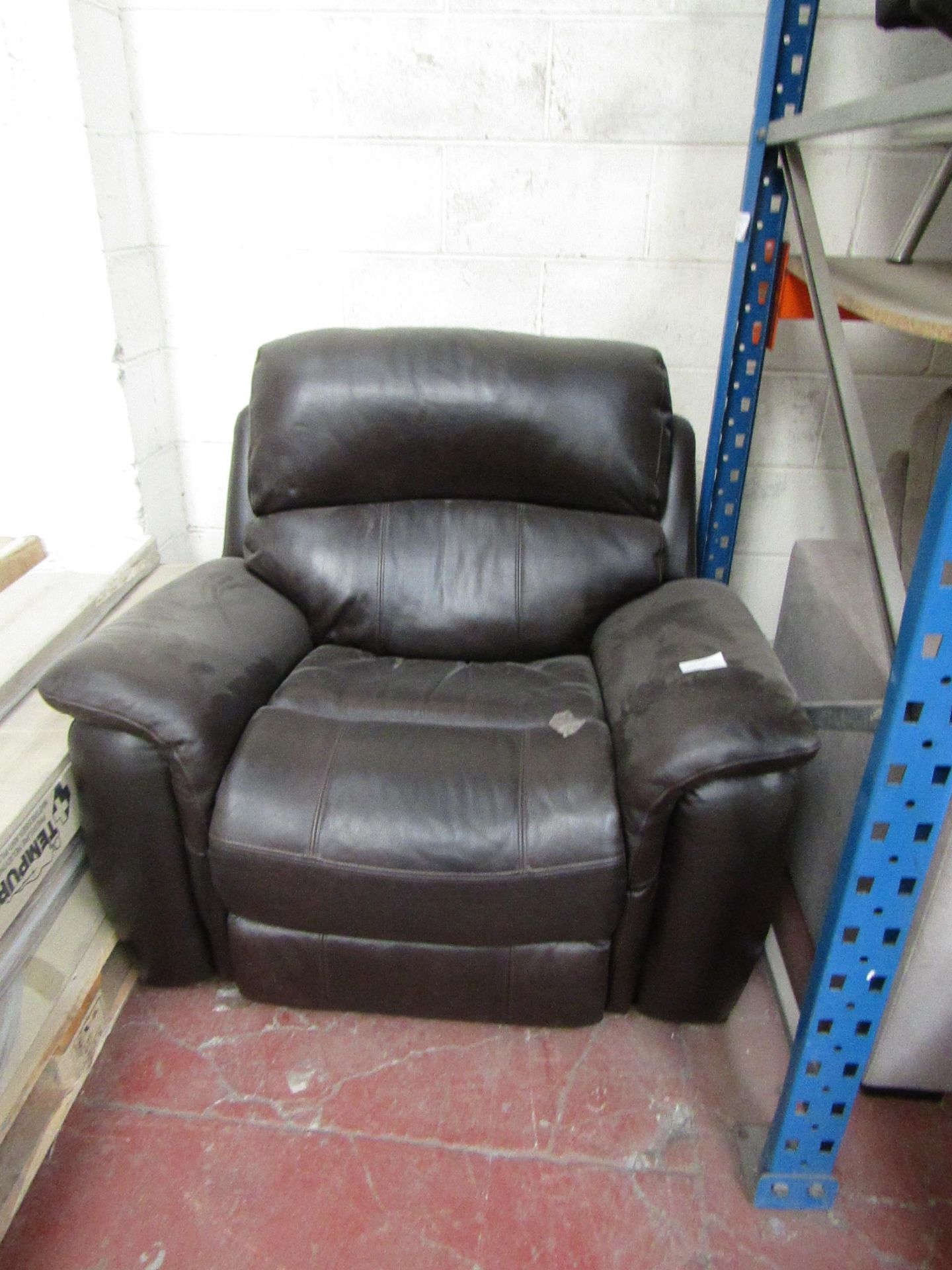 Polaski Brown leather Manual reclining Armchair, no major damage and mechanism fully works