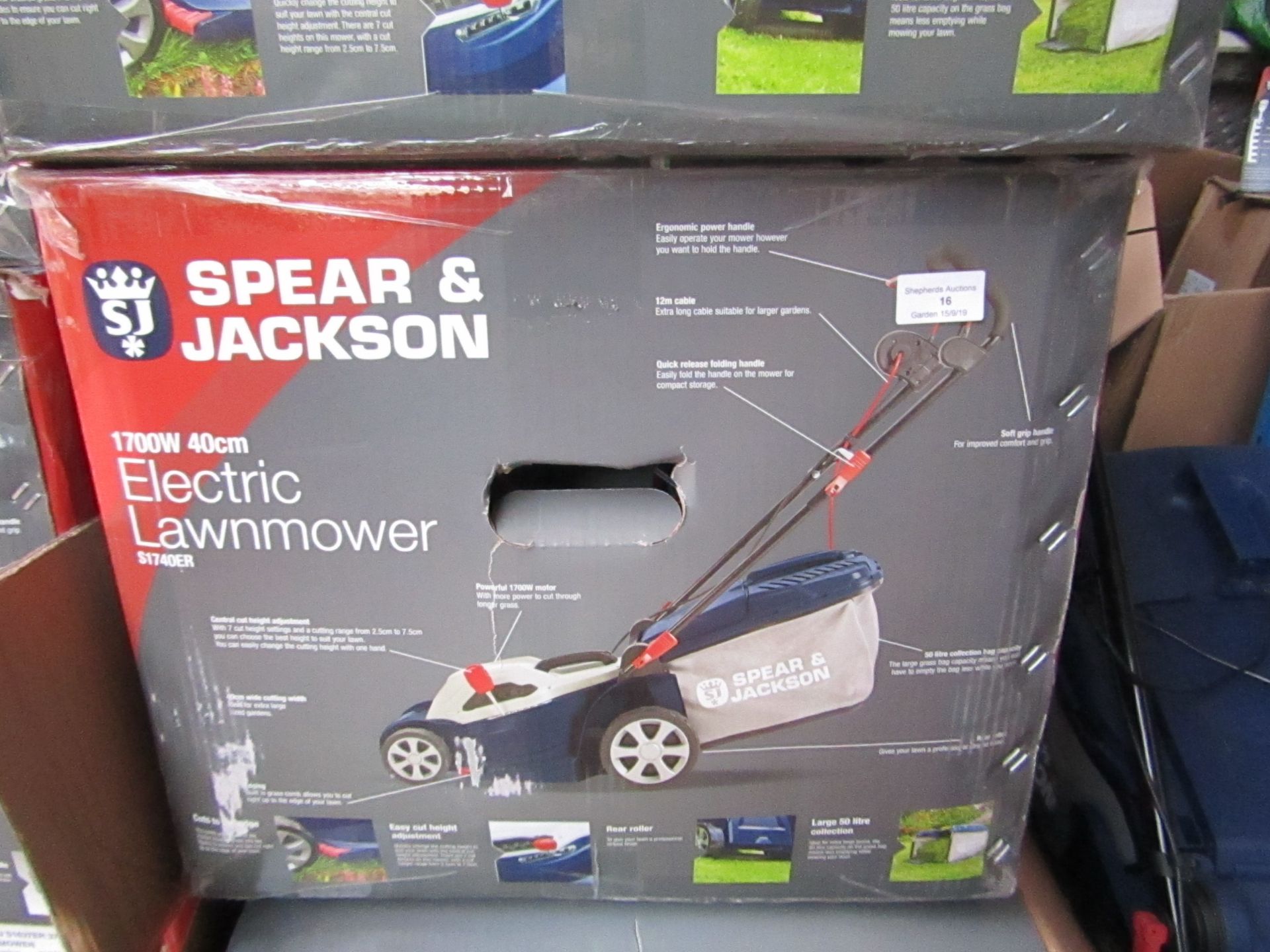 Spear and Jackson 1600w Electric Lawn Mower, Tested working and boxed, RRP œ130