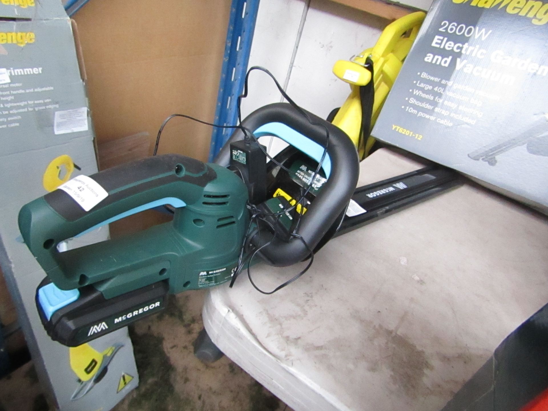 McGregor 18V cordless Hedge trimmer with Charger and Battery, tested working with the power it