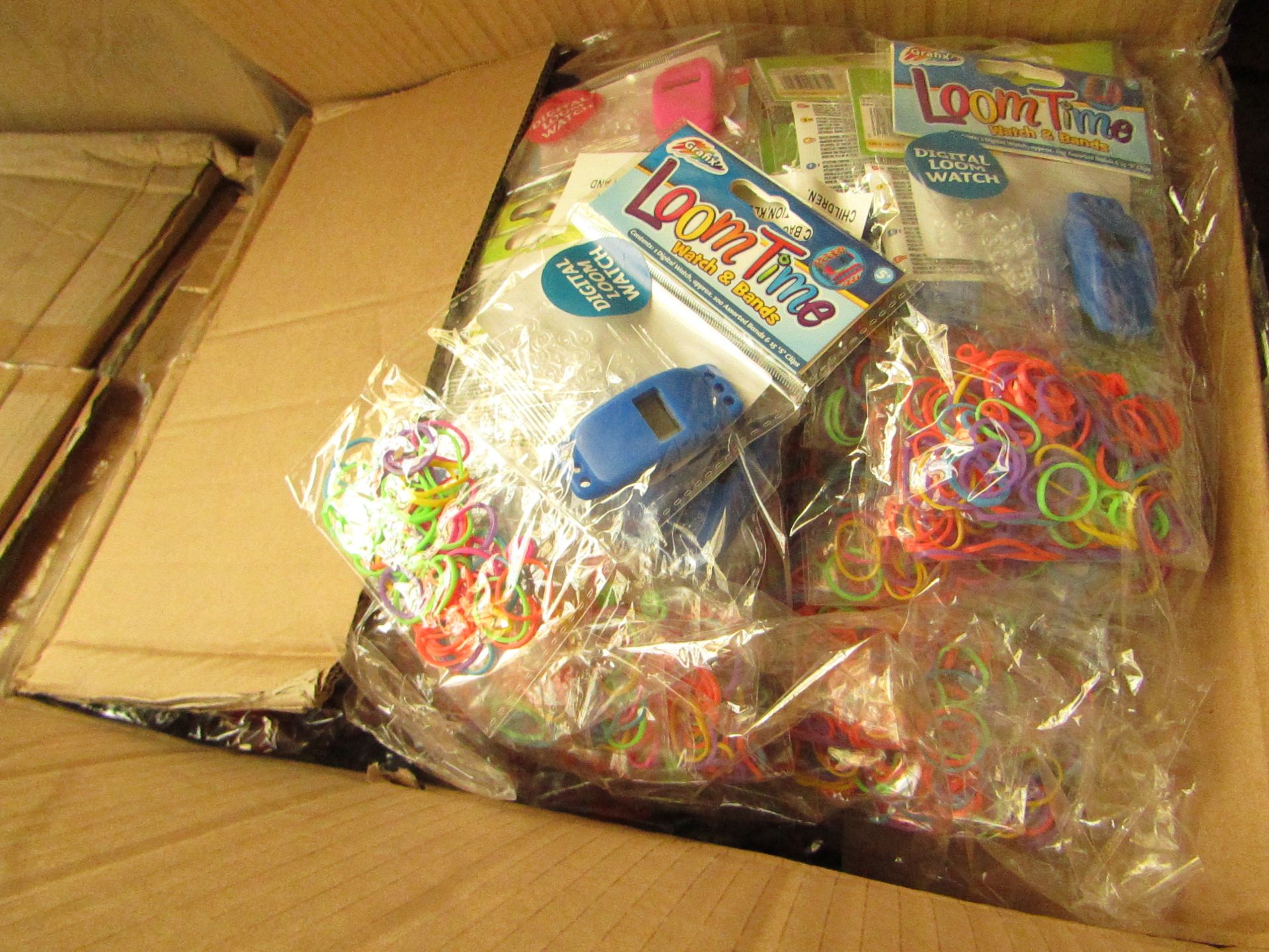 Box Containing Approx 192 Loom Band Digital watches,all in packaging