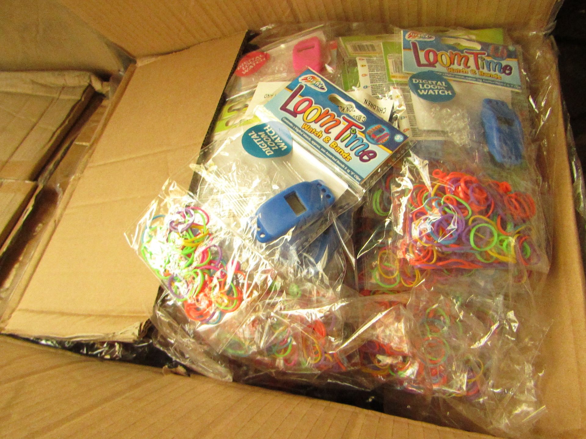 Box Containing Approx 192 Loom Band Digital watches,all in packaging