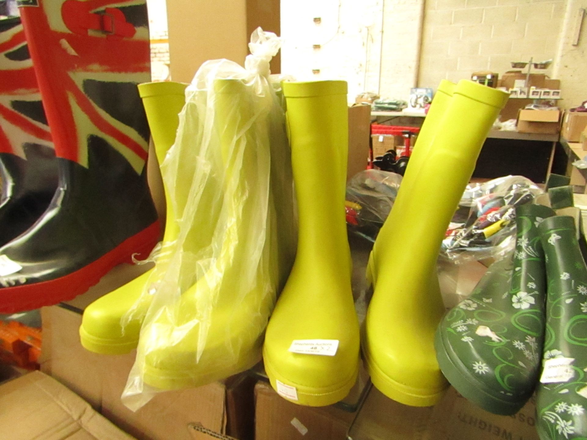 2 x pairs of  Green Neon Wellies sizes 37 new