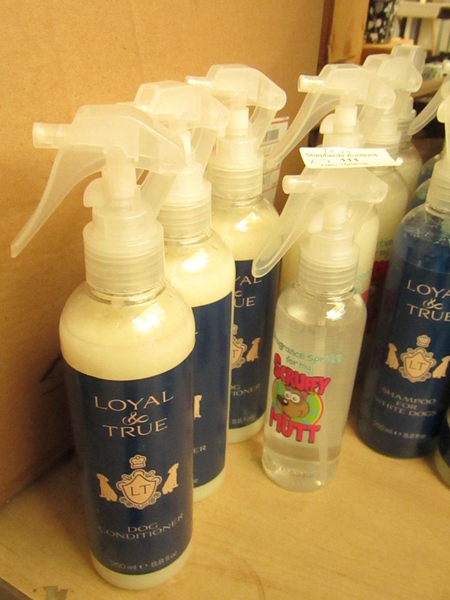 7 items being 3 x Loyal & True Dog Conditioner 250ml & 3 x Scruffy Mutt Conditioner 250ml & 1 x