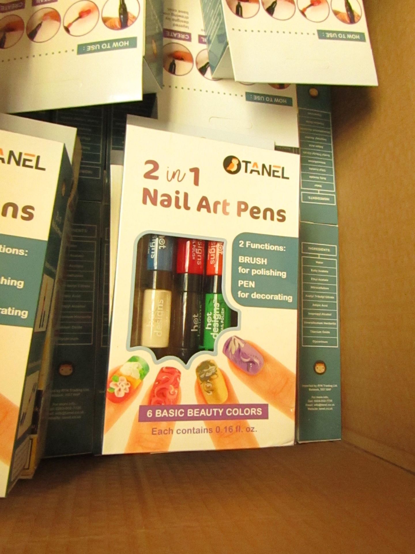 6 x Tanel 2 in 1 Nail Art Pens with 6 colours. RRP £8.99 each New & Packaged