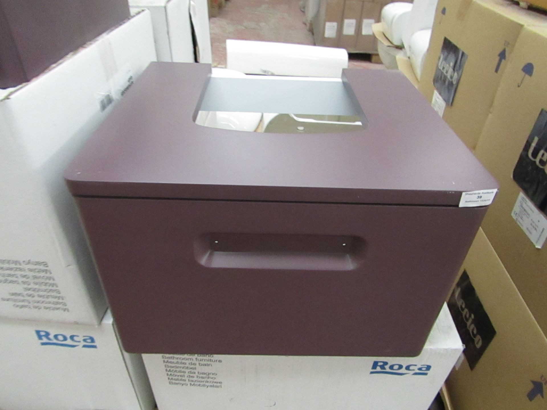 Roca the Gap Aubergine wall mounted sink unit with soft close drawer, new and boxed