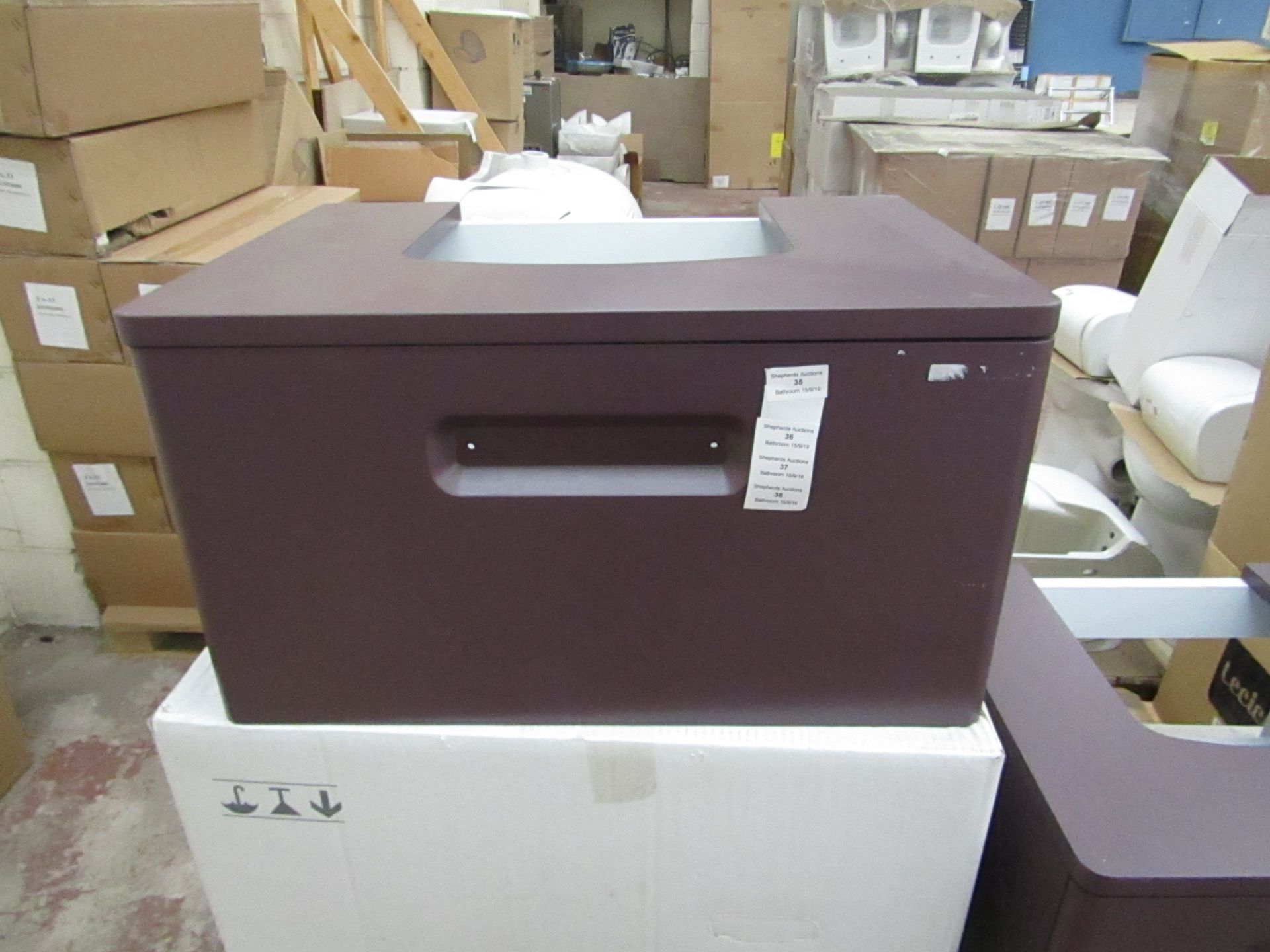 Roca the Gap 600mm wall mounted Aubergine vanity unit, new and boxed