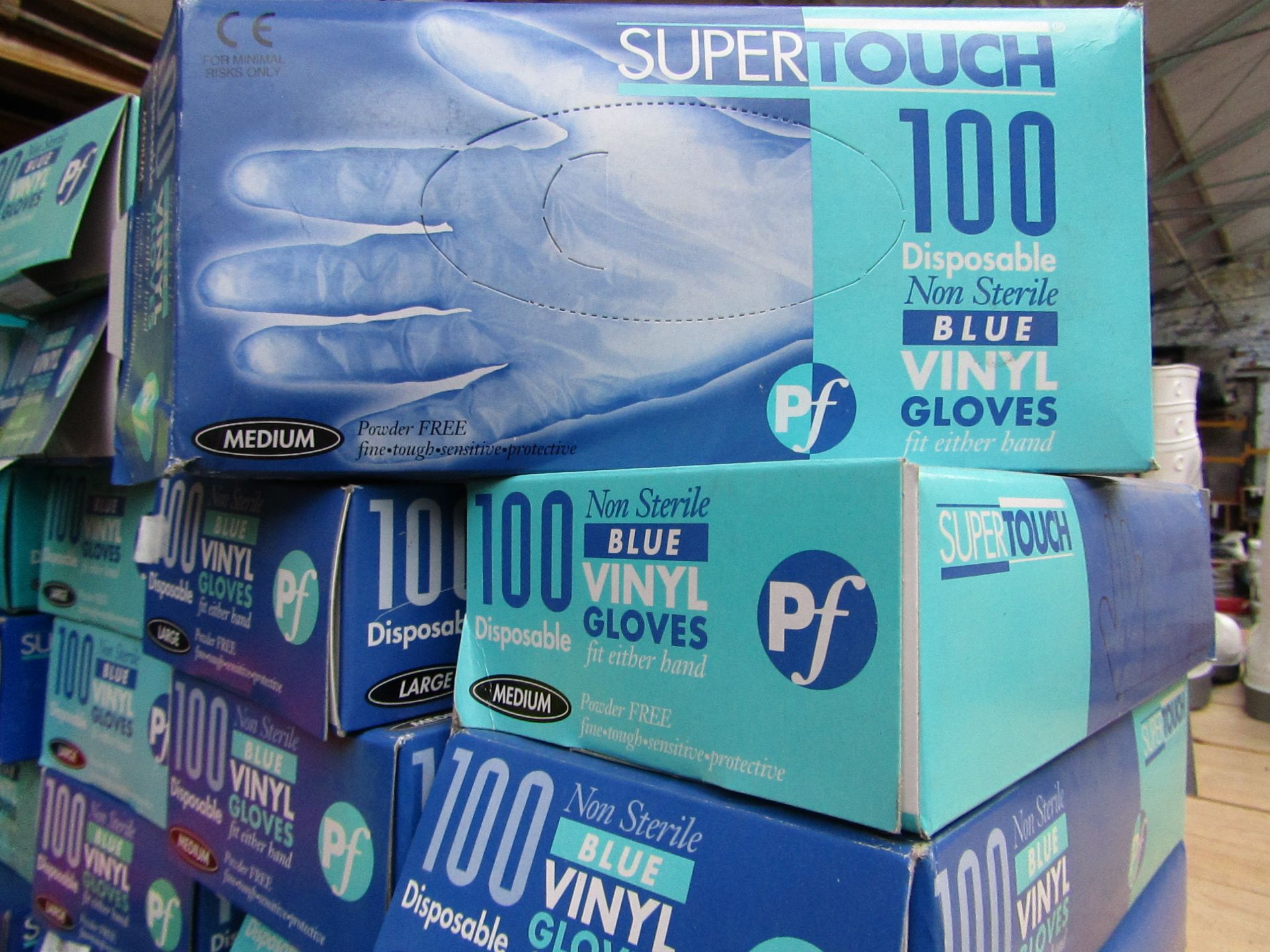 3 x Boxes of 100 Non sterile Blue Vinyl Gloves. Size M. New